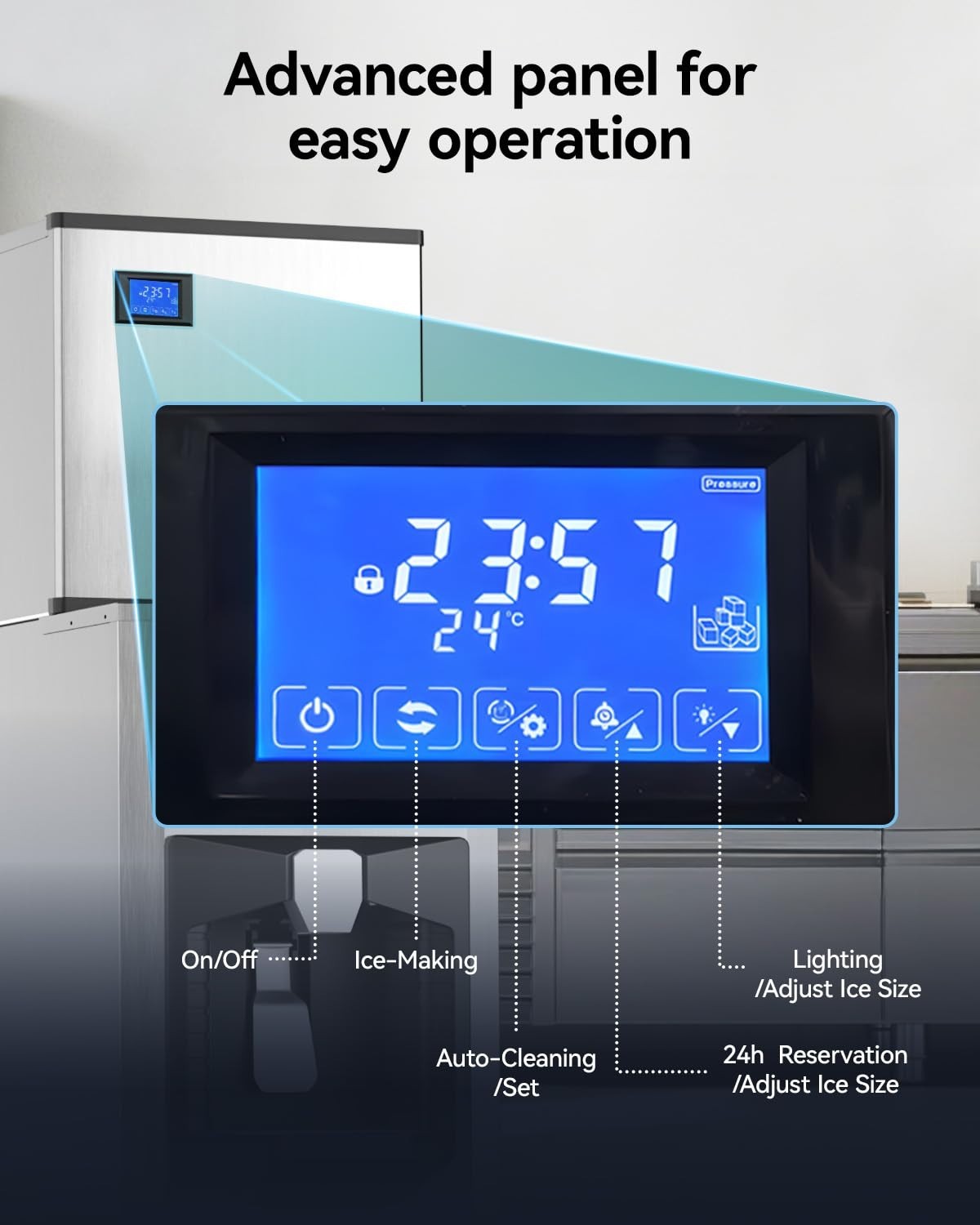 Certified 130Lbs Bin Commercial Ice Maker – Quick Ice in 10-15 Min!