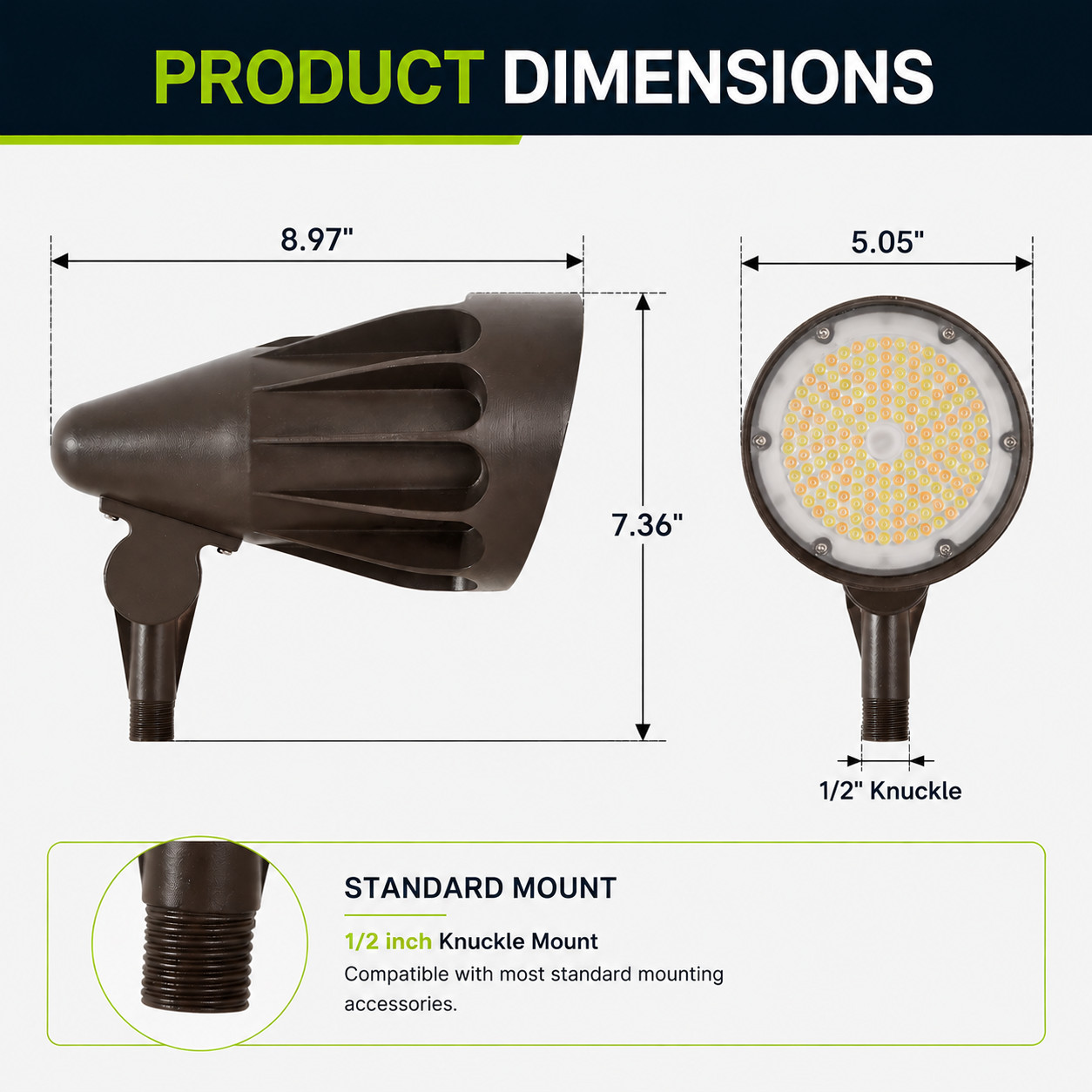 LED Bullet Spot Flood Light 30W/40W/50W Selectable, 3000K/4000K/5000K