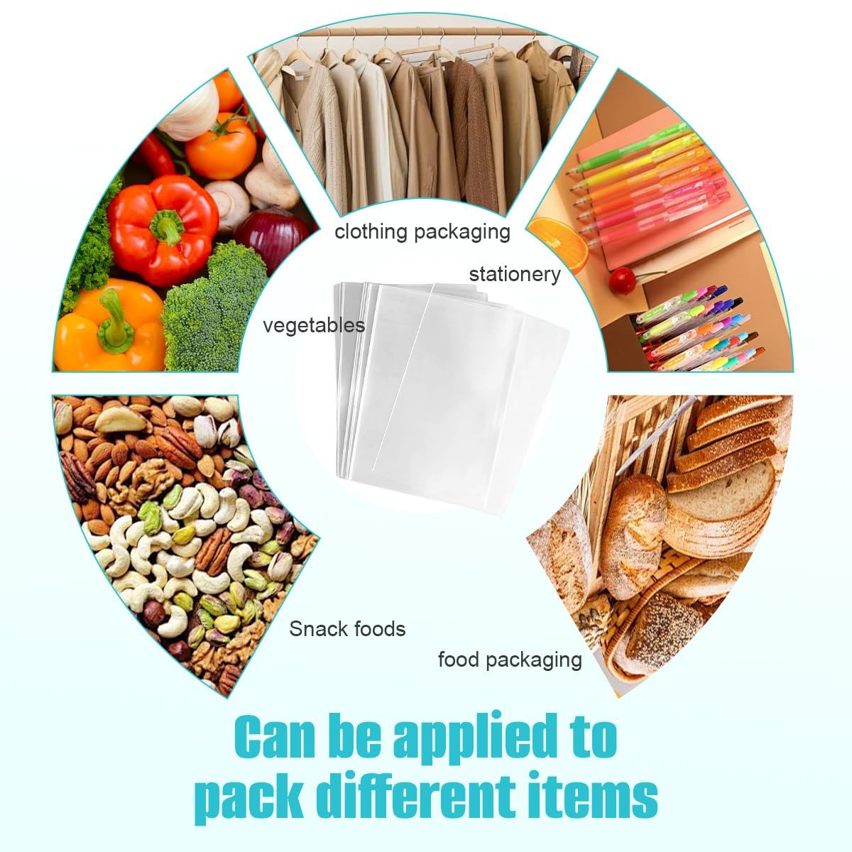 200 PCS Clear Flat Cello Cellophane Treat Gift Basket Bags 1.2mil 6×8 Inch