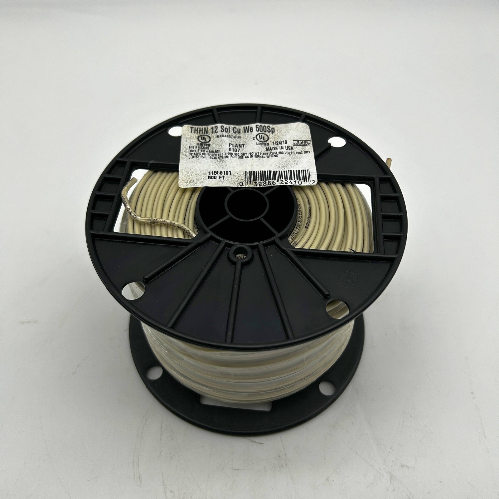 Southwire 11588101 Solid Building Electrical Wire THHN 12 AWG White 500ft Reel