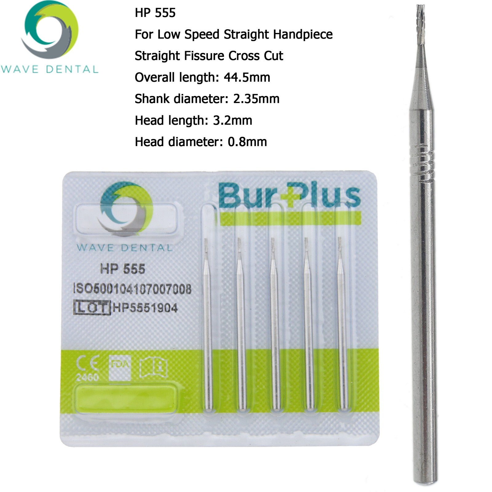 Wave Dental Carbide Burs HP 2 8 557 703L Round For Slow Speed Straight Handpiece