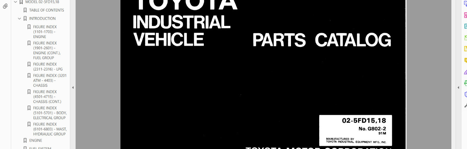 TOYOTA FORKLIFT Service Manuals-Parts Manuals-Series2-5-6-7-8-9 on a Flash Drive
