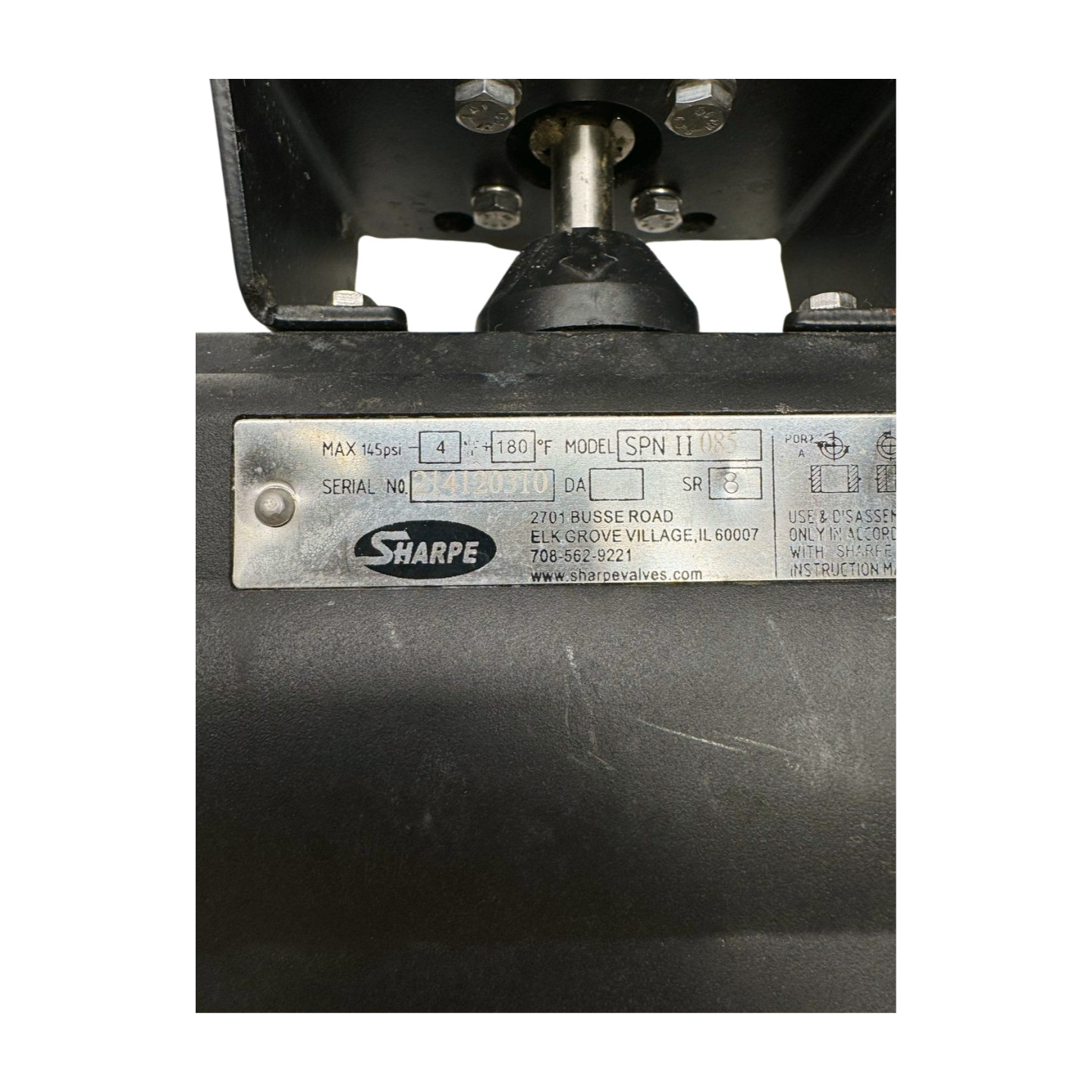 Sharpe SPNII085 Actuator w/SLXS4MH10 WT Limit Switch Indicator & 7019-9DB Coil