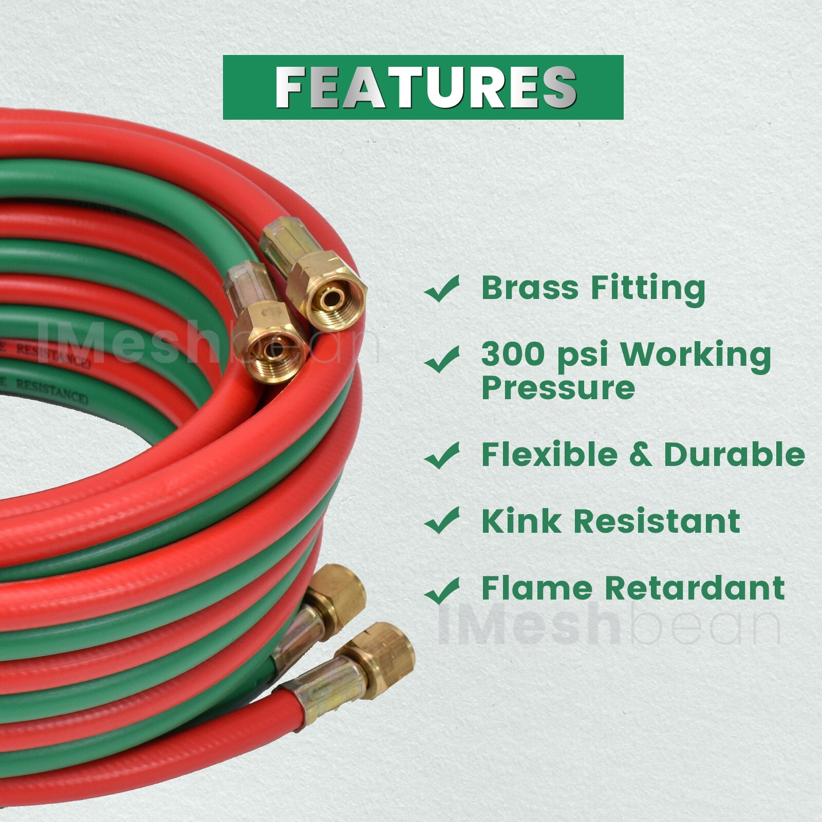 25FT Oxygen Acetylene Hose 1/4 Inch Twin Welding Hose Cutting Torch Hoses US