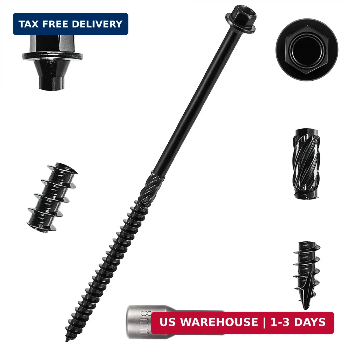 50 PCS(2.95lb), #14 x 6 Wood Structural Screws, Heavy Duty Hex Head Timber/Log/L