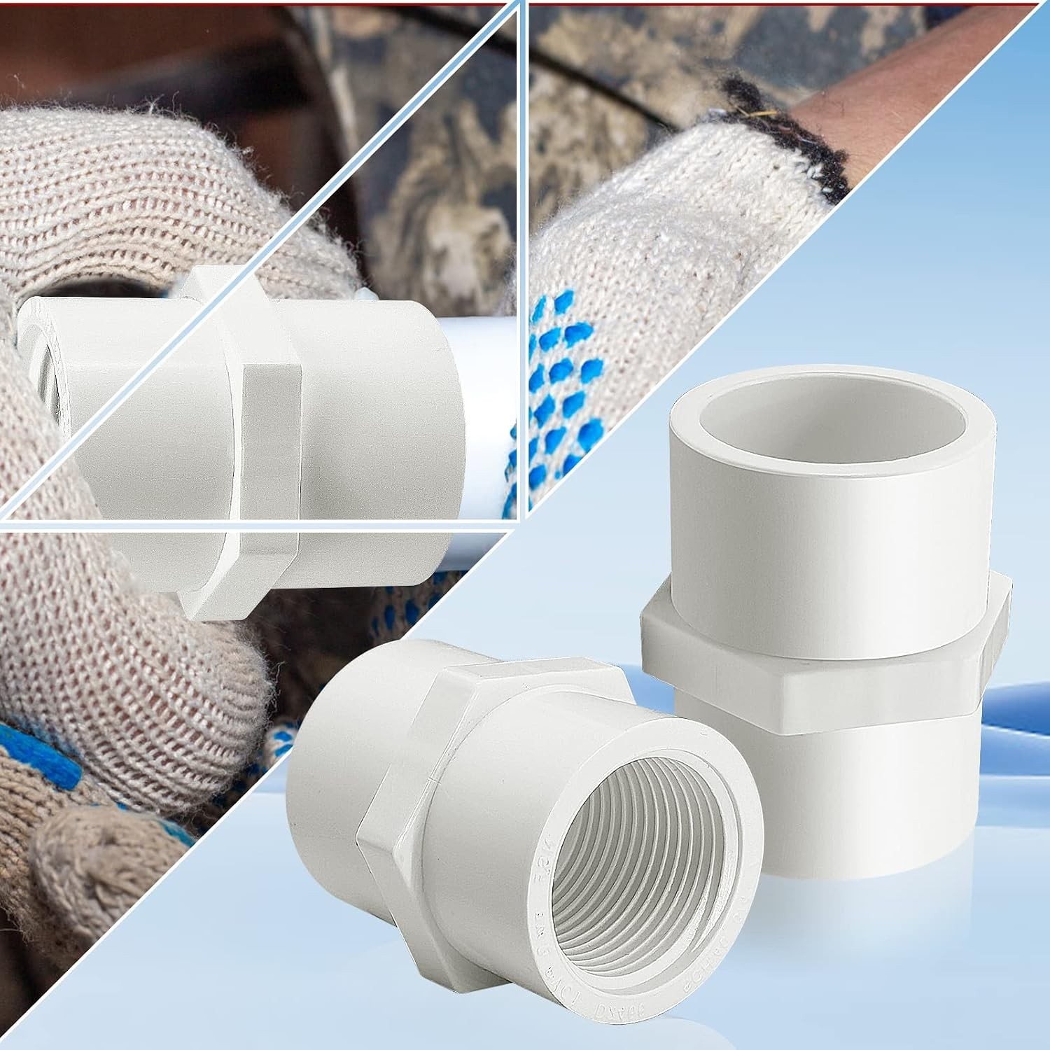 Versatile 10-Pack of 3/4» PVC Threaded Pipe Couplings – High-Quality Material
