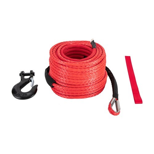 3/8″ x 100ft Synthetic Winch Rope with Hook – 23,809 lbs Breaking Strength