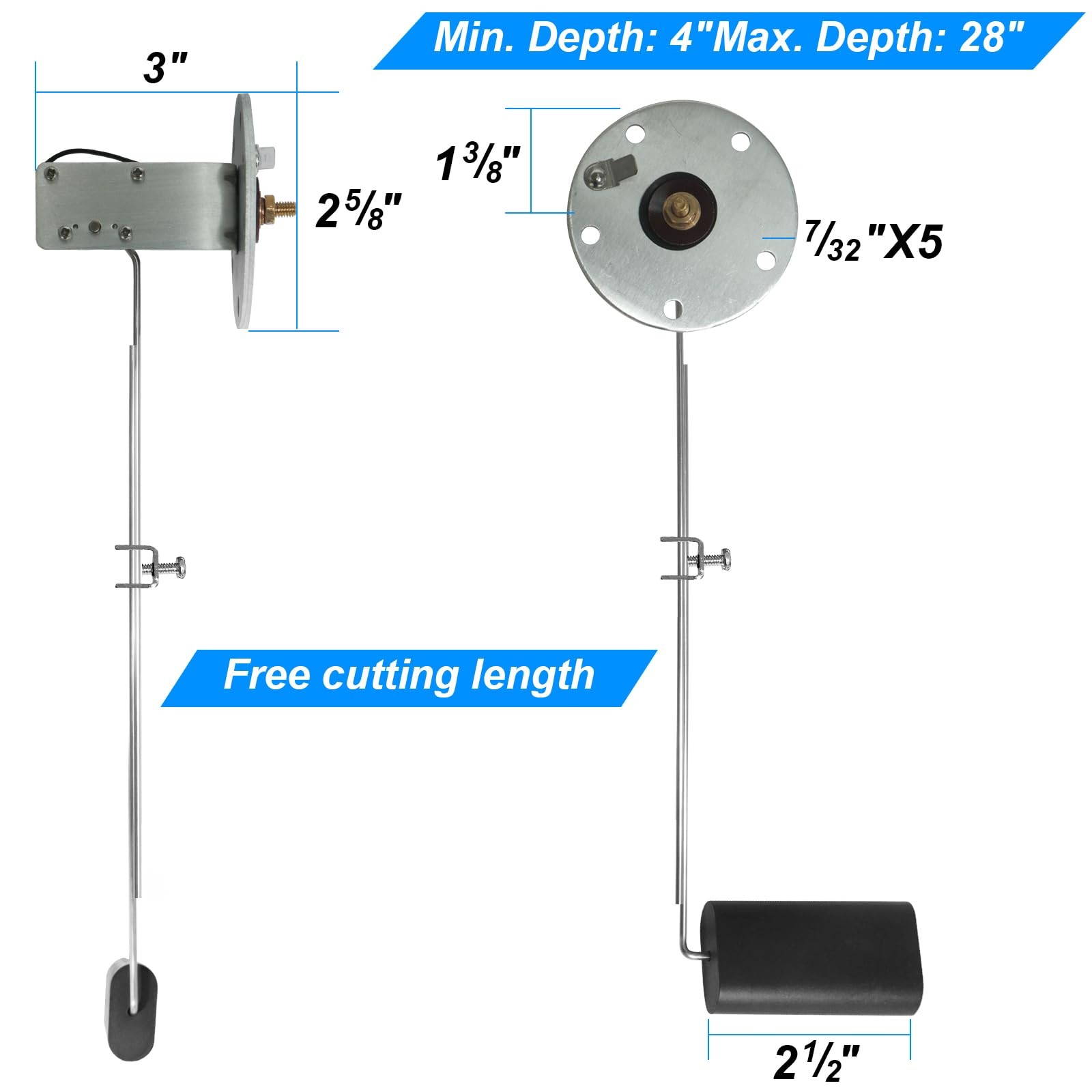 Fuel Tank Sending Unit Marine Boat Gas Gauge Water Tank Sender 4-28 Inch