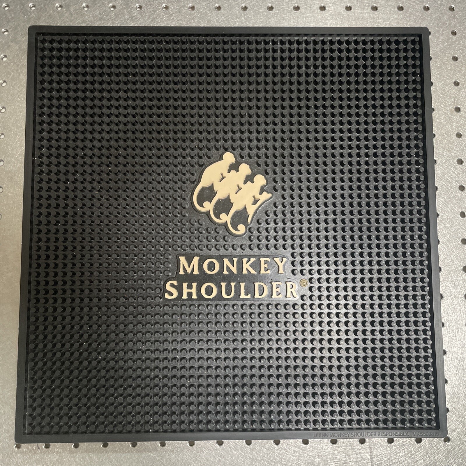 Monkey Shoulder Black Rubber 15x15in Bar Spill Mat