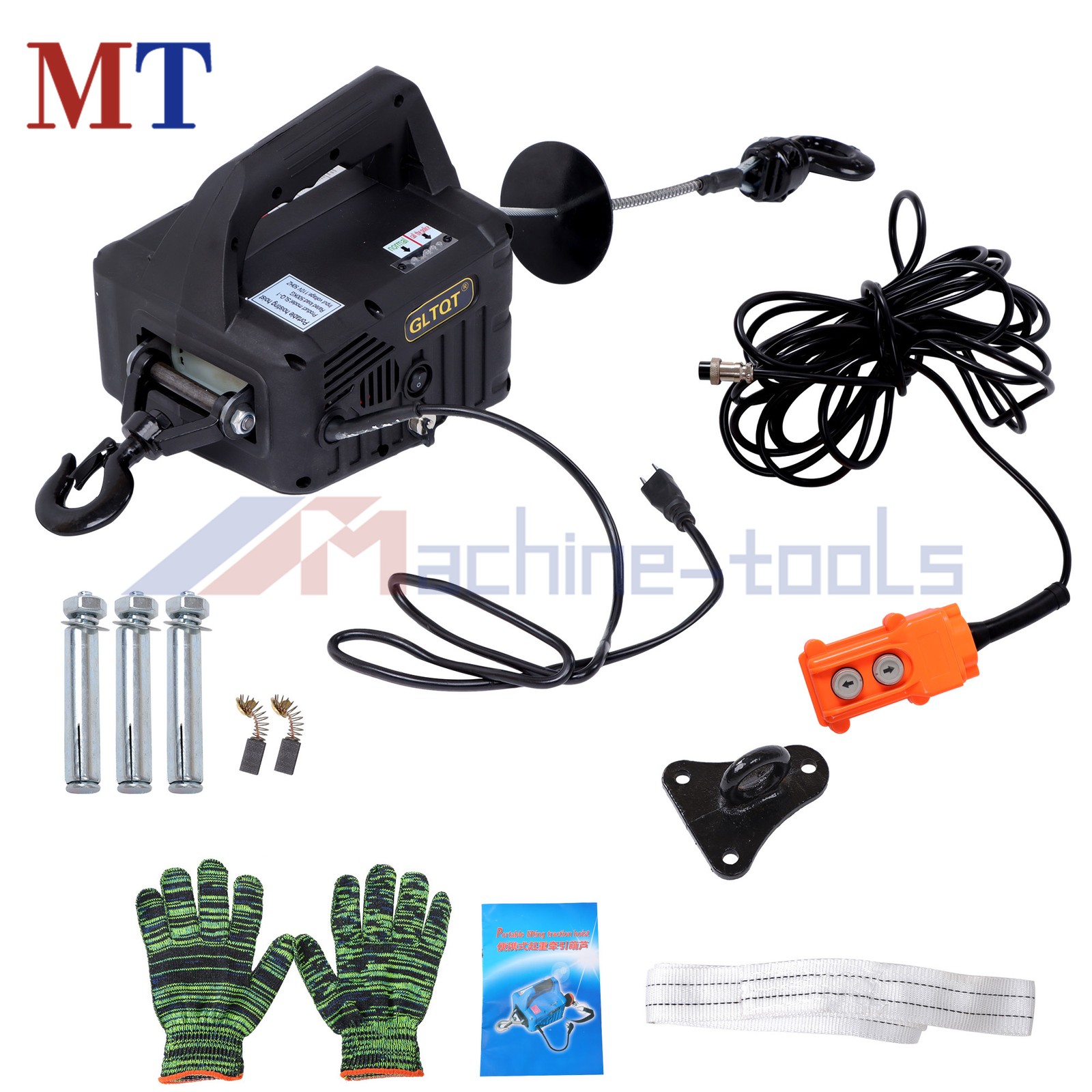 2-in-1 1100lbs Portable Electric Hoist Winch with Wired Remote Control 1500W