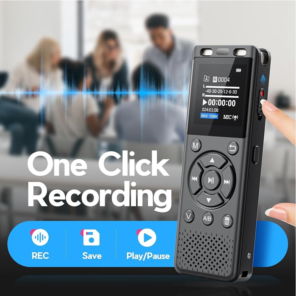 Tonfarb 64GB Digital Voice Recorder with Playback,Audio Recording Device for