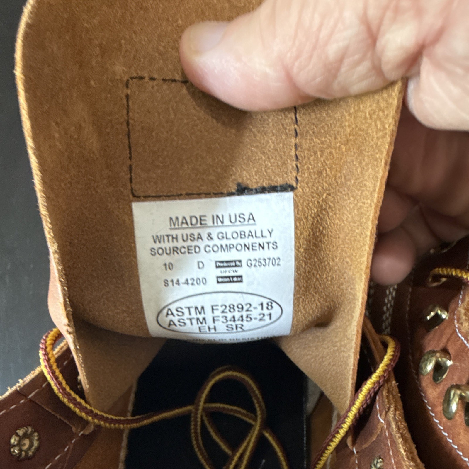 Thorogood Men’s 10D Brown Leather Lace-Up Work Boots EH ASTM F2892-18 814-4200