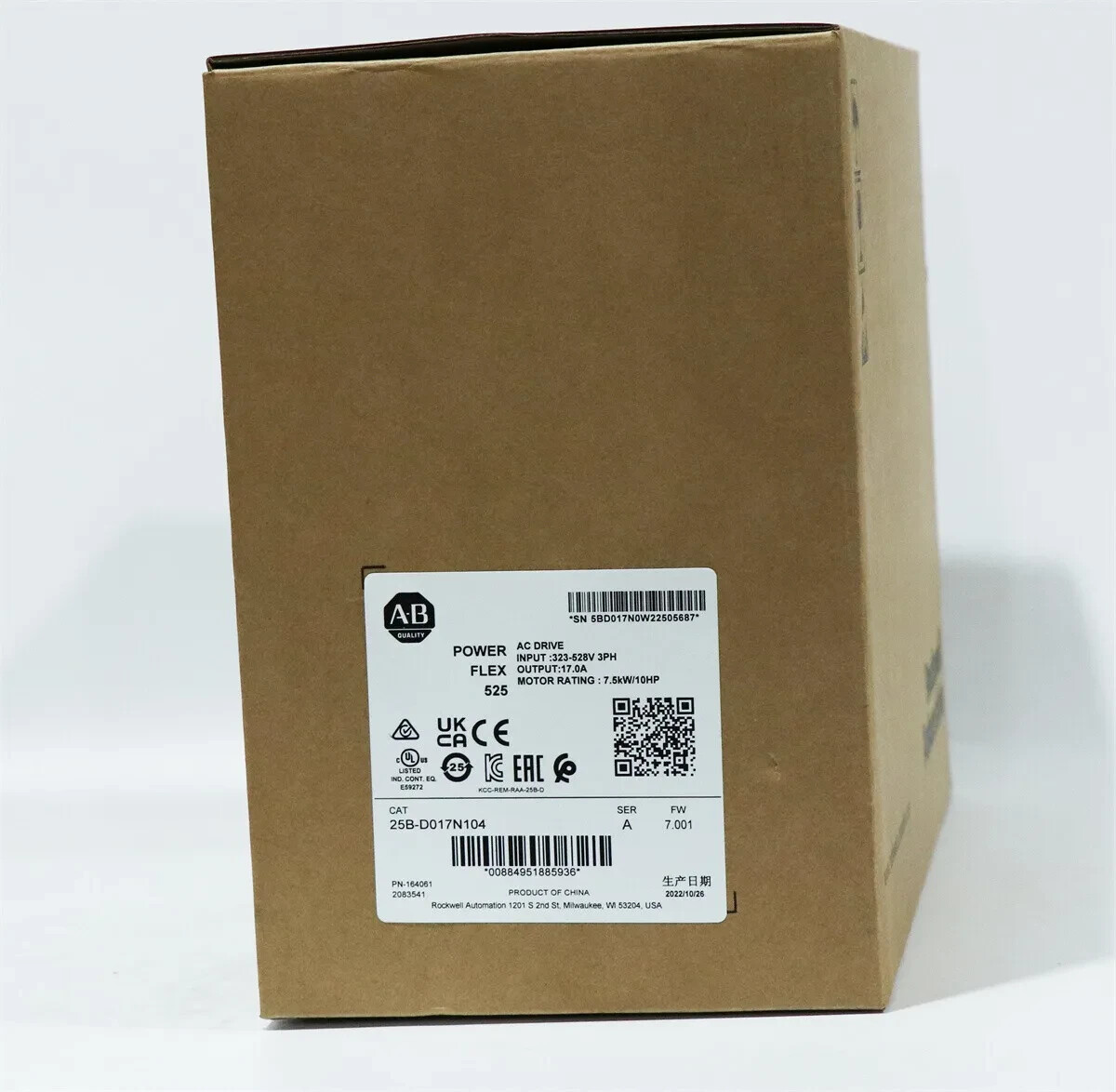 New Allen-Bradley 25B-D017N104 PowerFlex 525 7.5kW 10Hp AC Drive 3 Phase 10 Hp