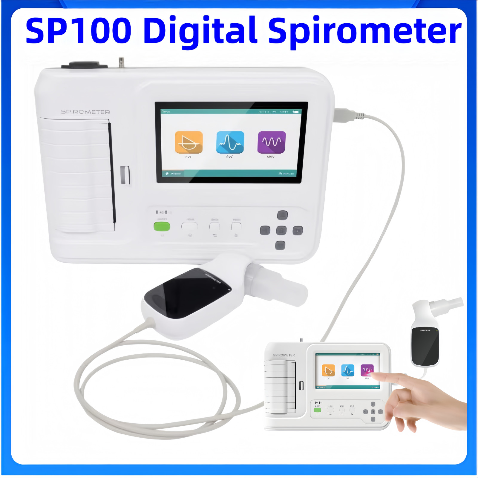 SP100 Digital Spirometer Pulmonary Function Analyzer Built‑in Thermal Printer