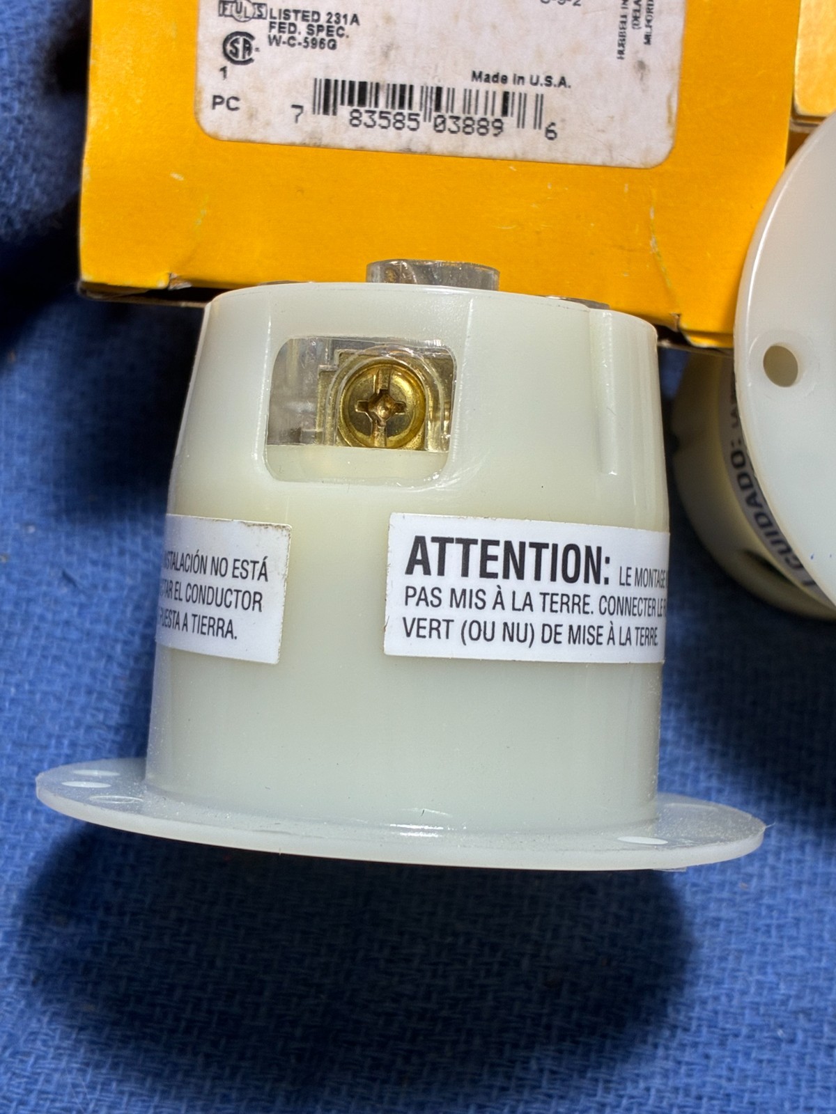 JUST 1 HUBBELL HBL2625 Flanged Locking PLUG Inlets 30A 250V 2 Pole 3 Wire
