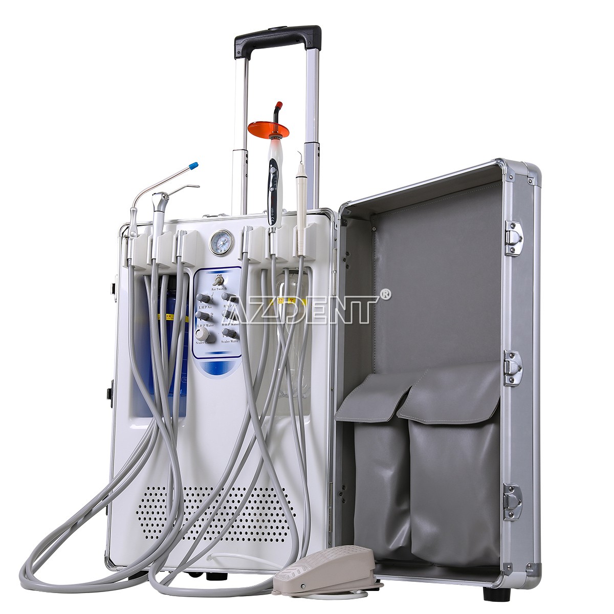 Portable Dental Delivery Unit Cart Built in Air Compressor Curing light scaler