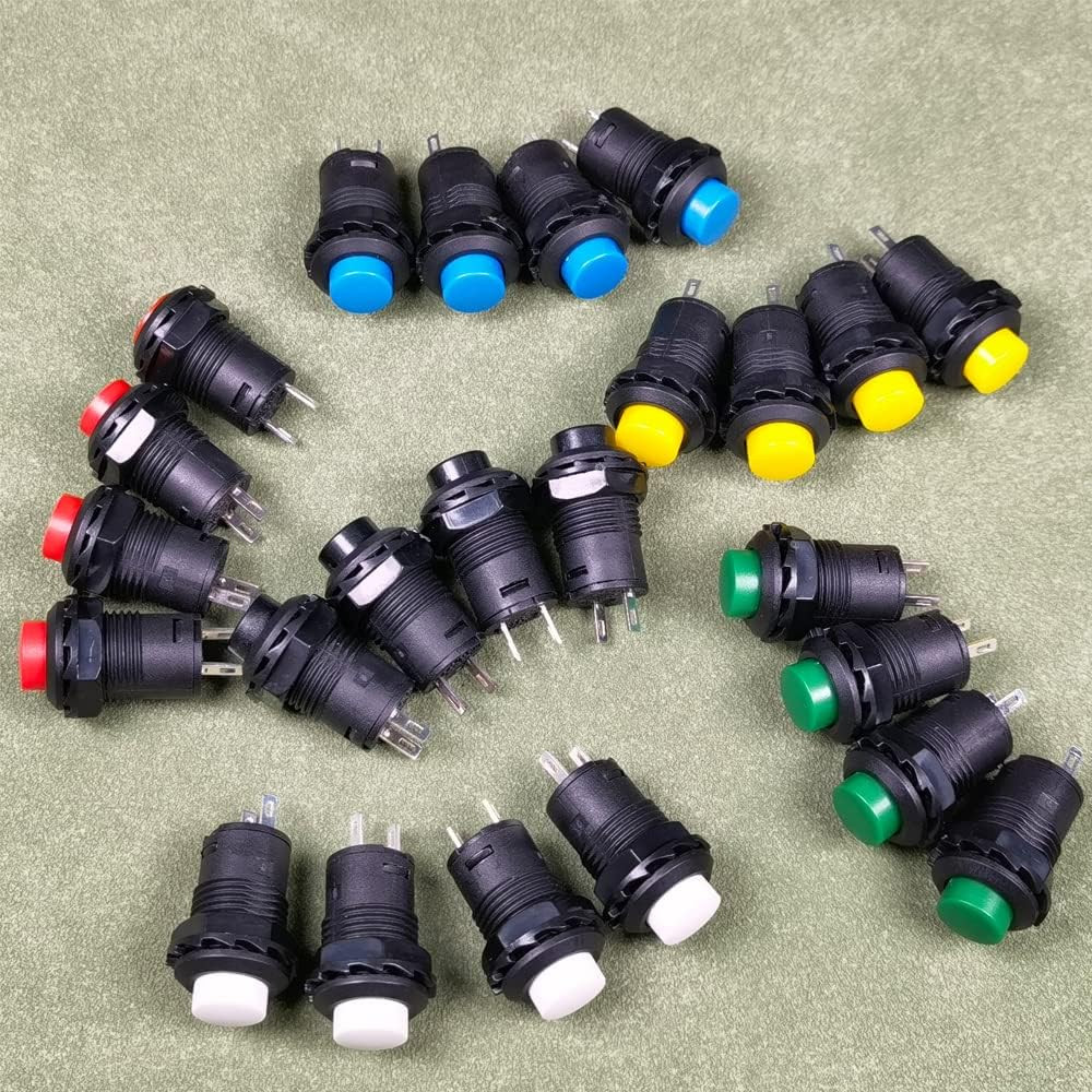 24pcs 12mm Latching Push Button Switch SPST ON/OFF AC 250V/1.5A 125V/3A, Lockabl