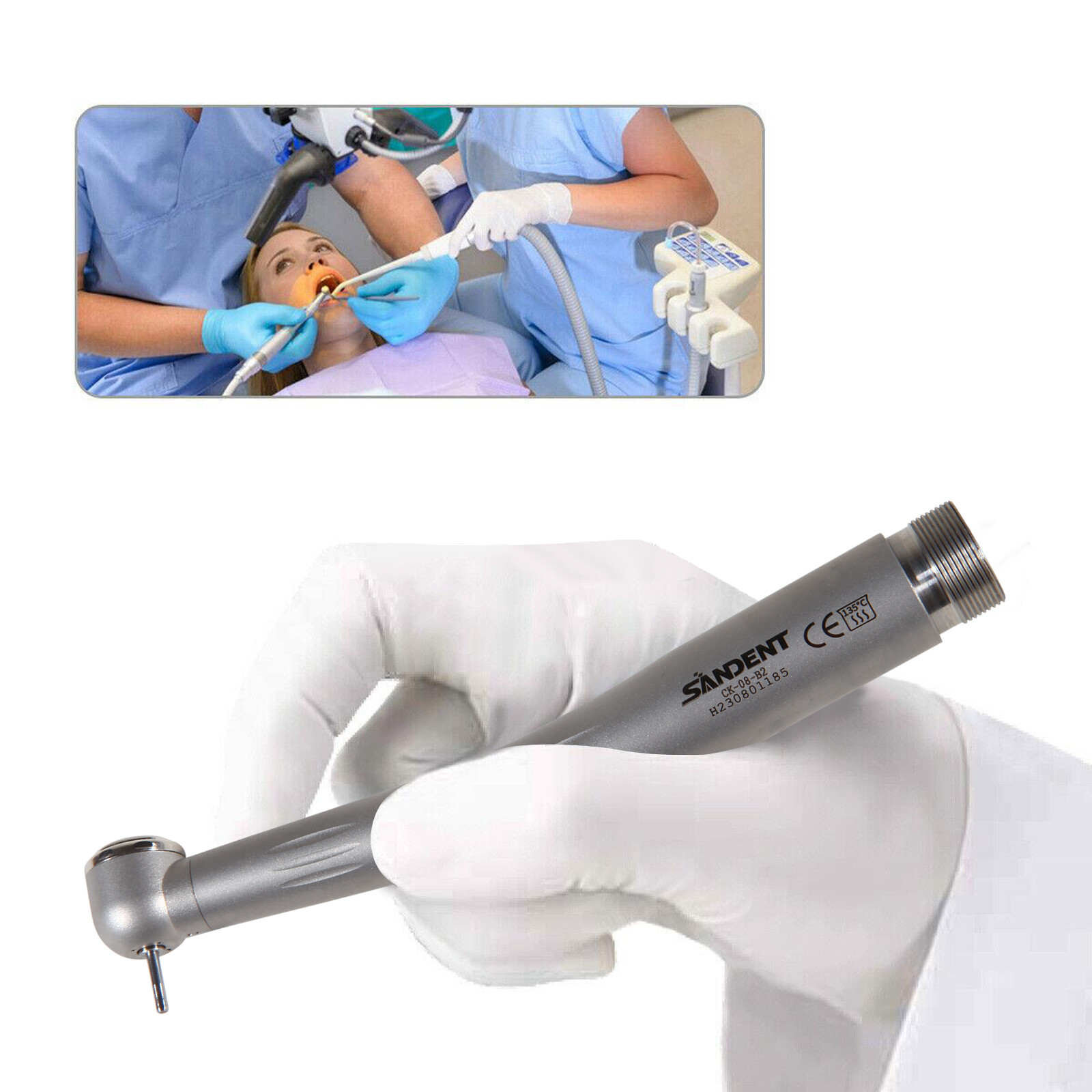 Dental High Speed Handpiece Ceramic Bearing Push Button 2 Holes Single Way Spray