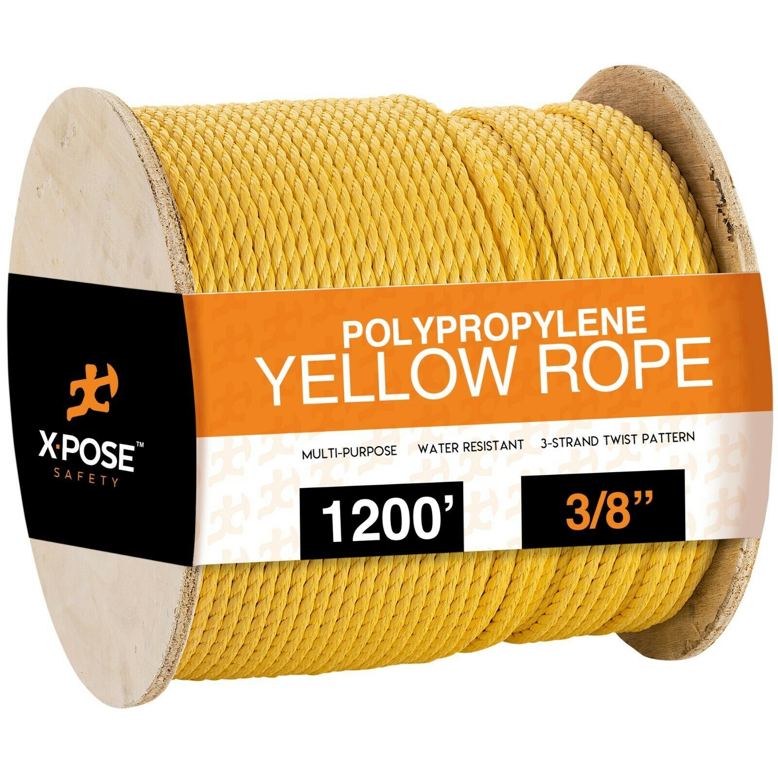 1200 ft Twisted Polypropylene Rope – 3/8″ – Yellow Floating Poly Pro Cord