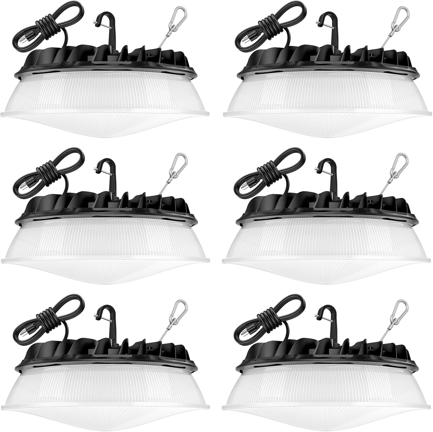 6 Pack Commercial 155W UFO LED High Bay Light, Super Bright 22,500lm, Waterproof
