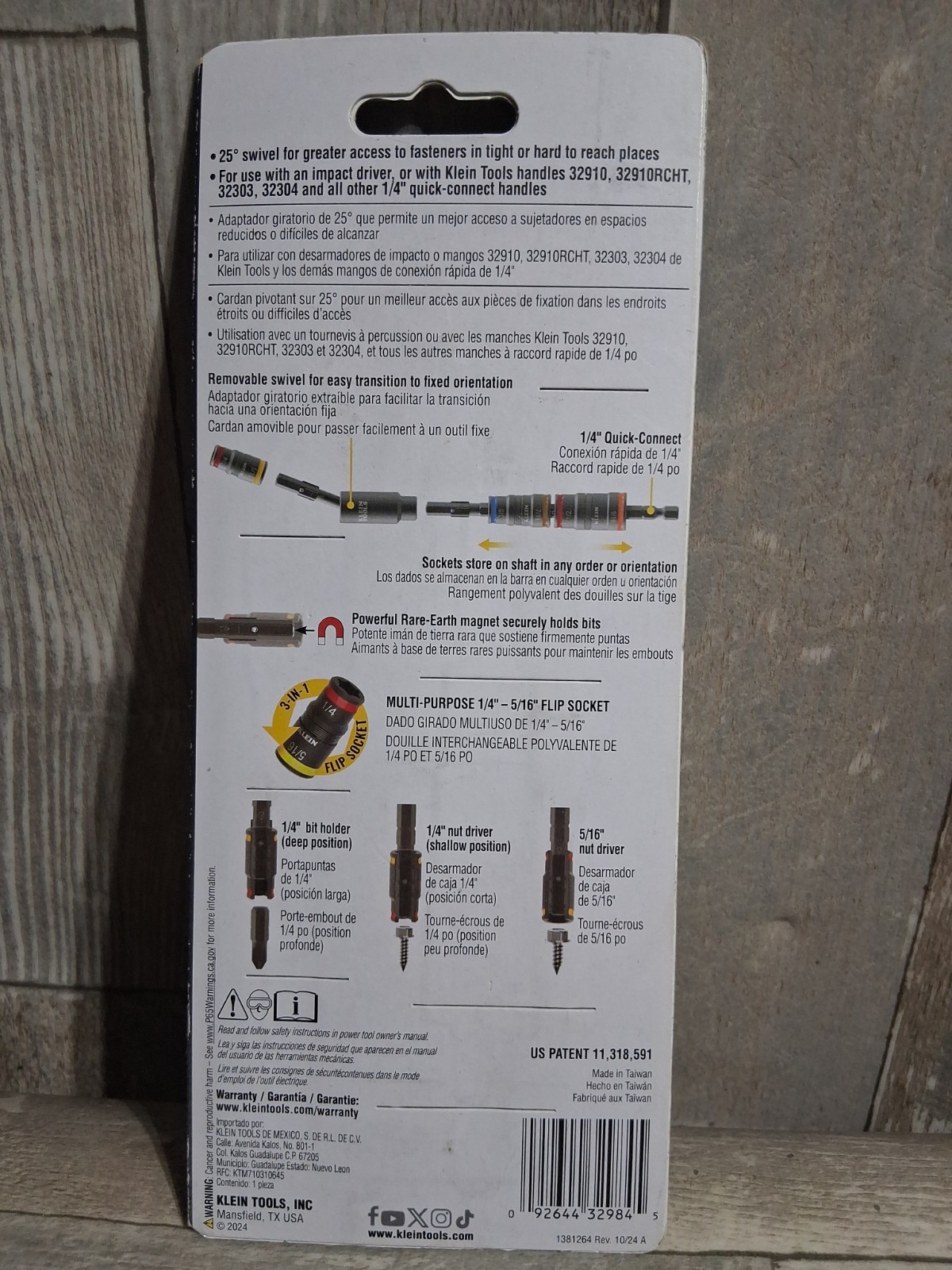 New Klein Tools 32984 Impact Flip Socket Set With Swivel Adapter Free Shipping