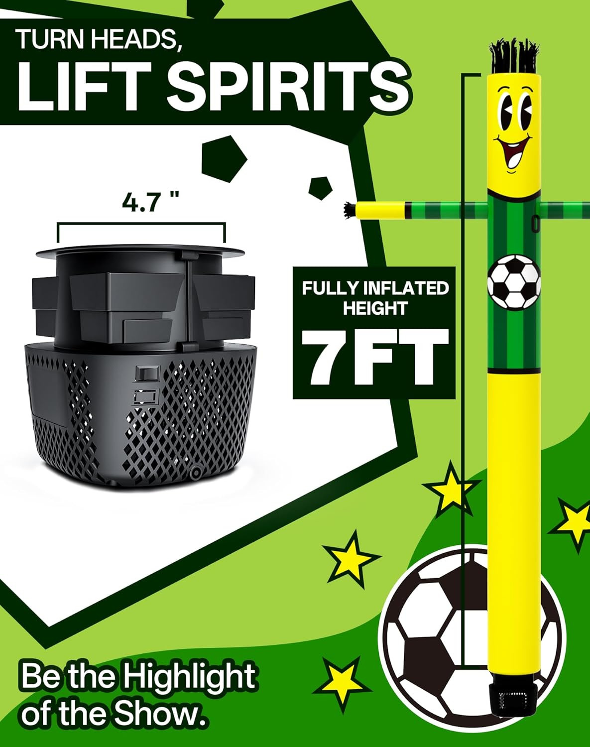 7 FT Inflatable Tube Man with Blower: Soccer Sports Theme Inflatable Dancing Man