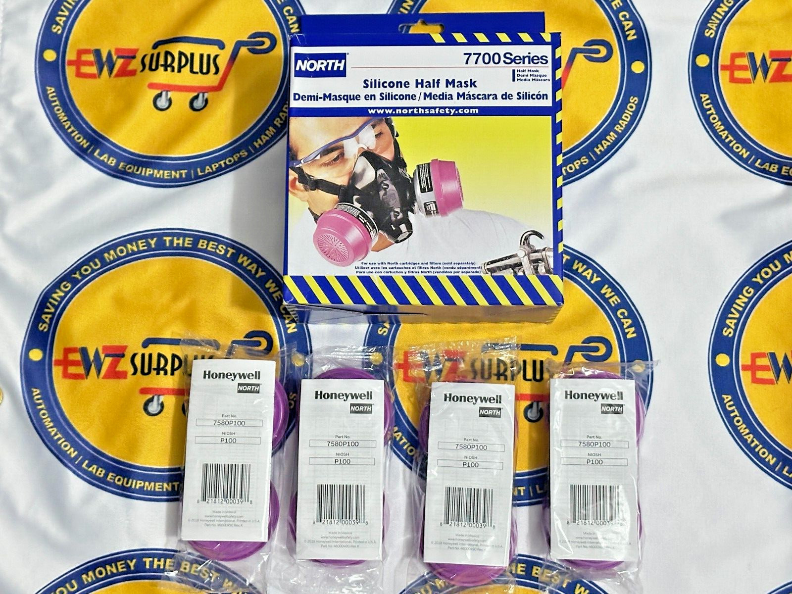 NEW HONEYWELL NORTH 7700 SERIES HALF FACE RESPIRATOR + 4 PAIRS FILTERS 7580P100