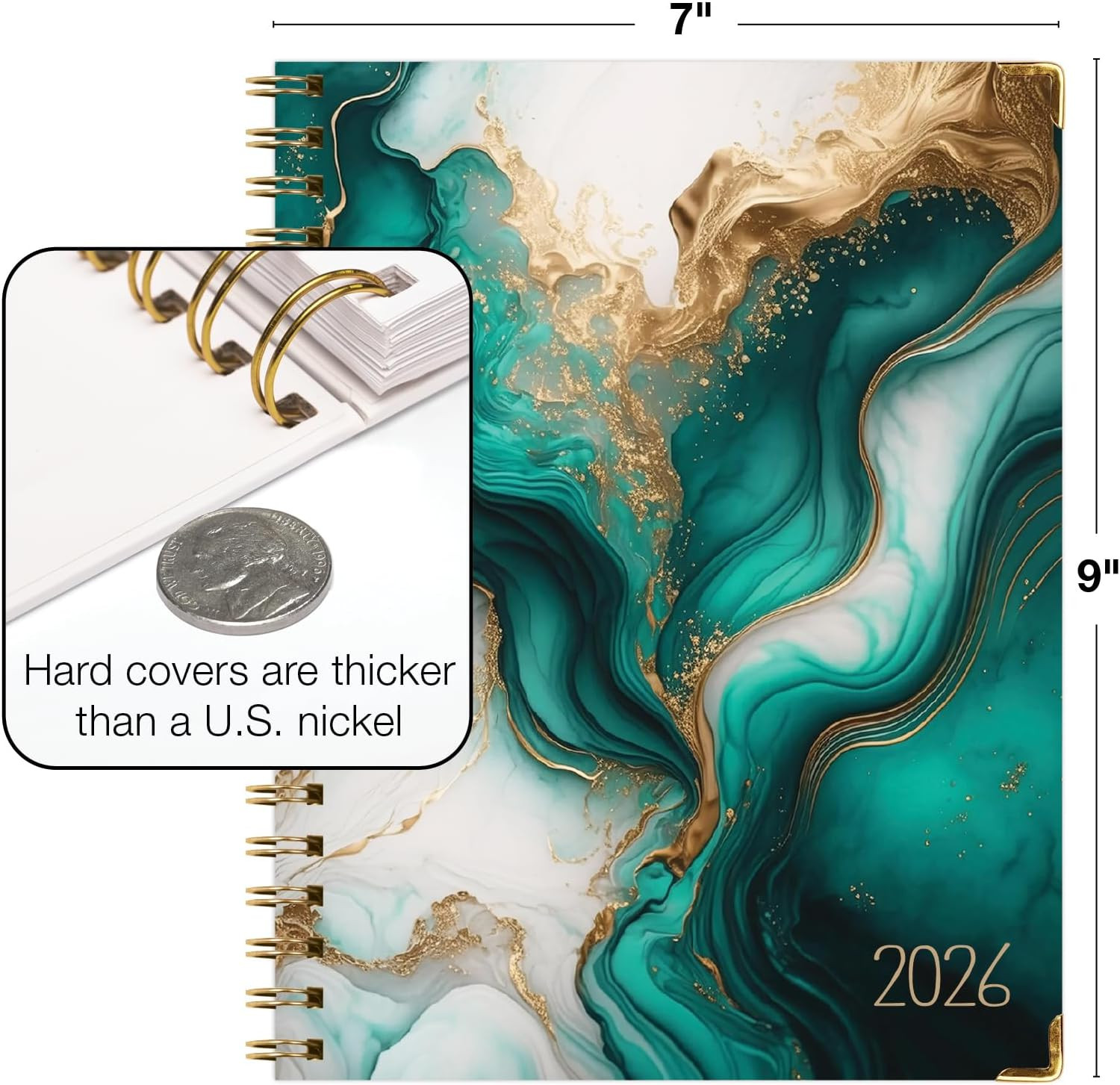 HARDCOVER 2026 Planner, 7″x9″: 14 Months (November 2025 – December 2026), Daily