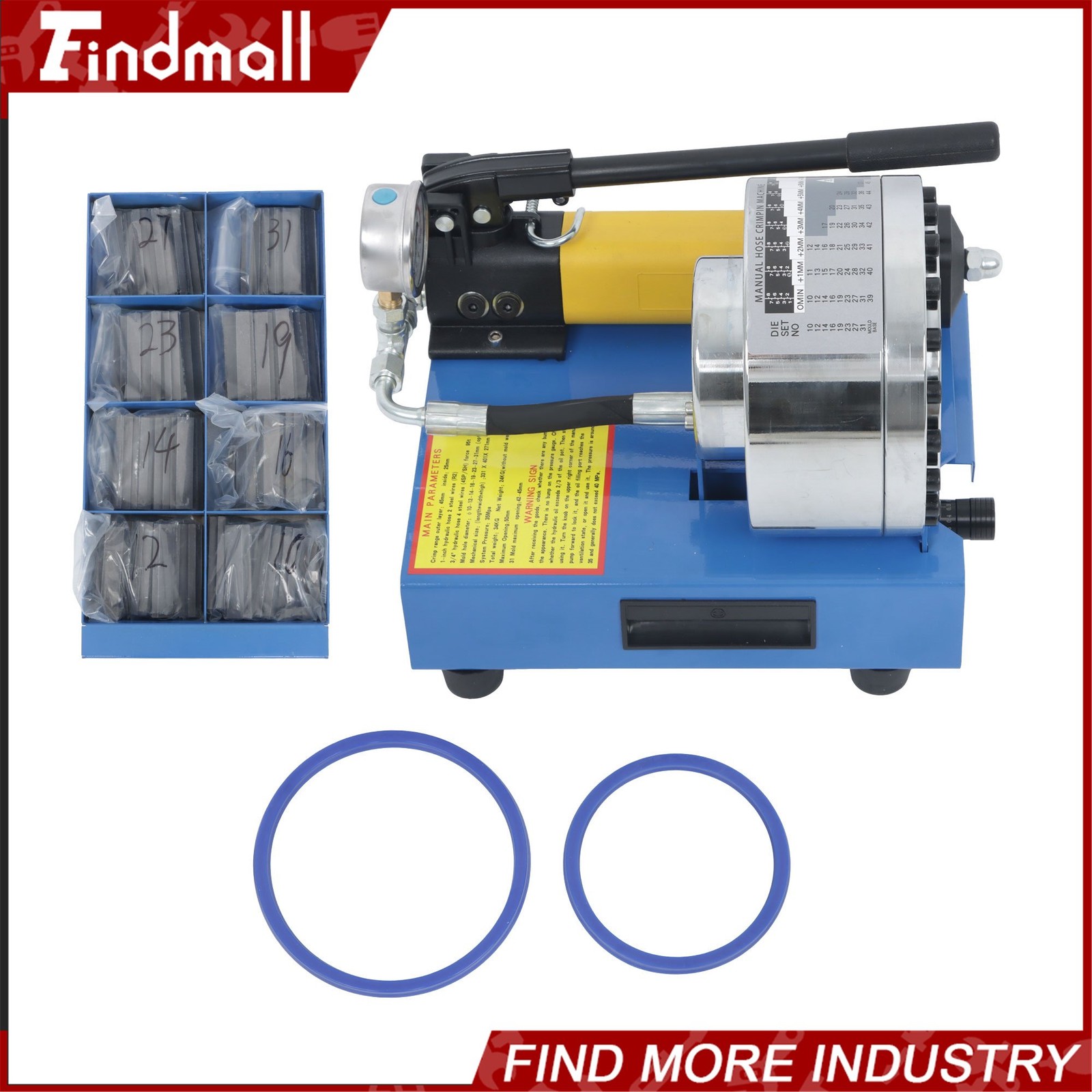 Findmall Portable Hydraulic Hose Crimper Pipe Crimping Machine with 8 Set Dies