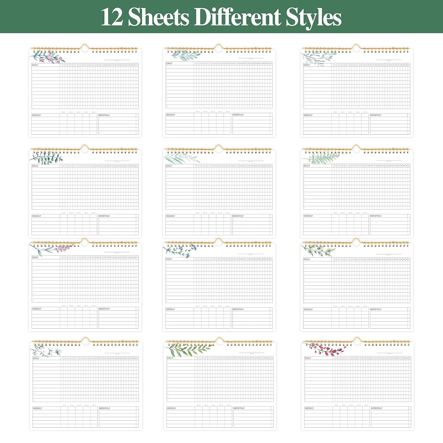 Habit Tracker Calendar- Daily, Weekly & 10 inches wide by 8 long, Red