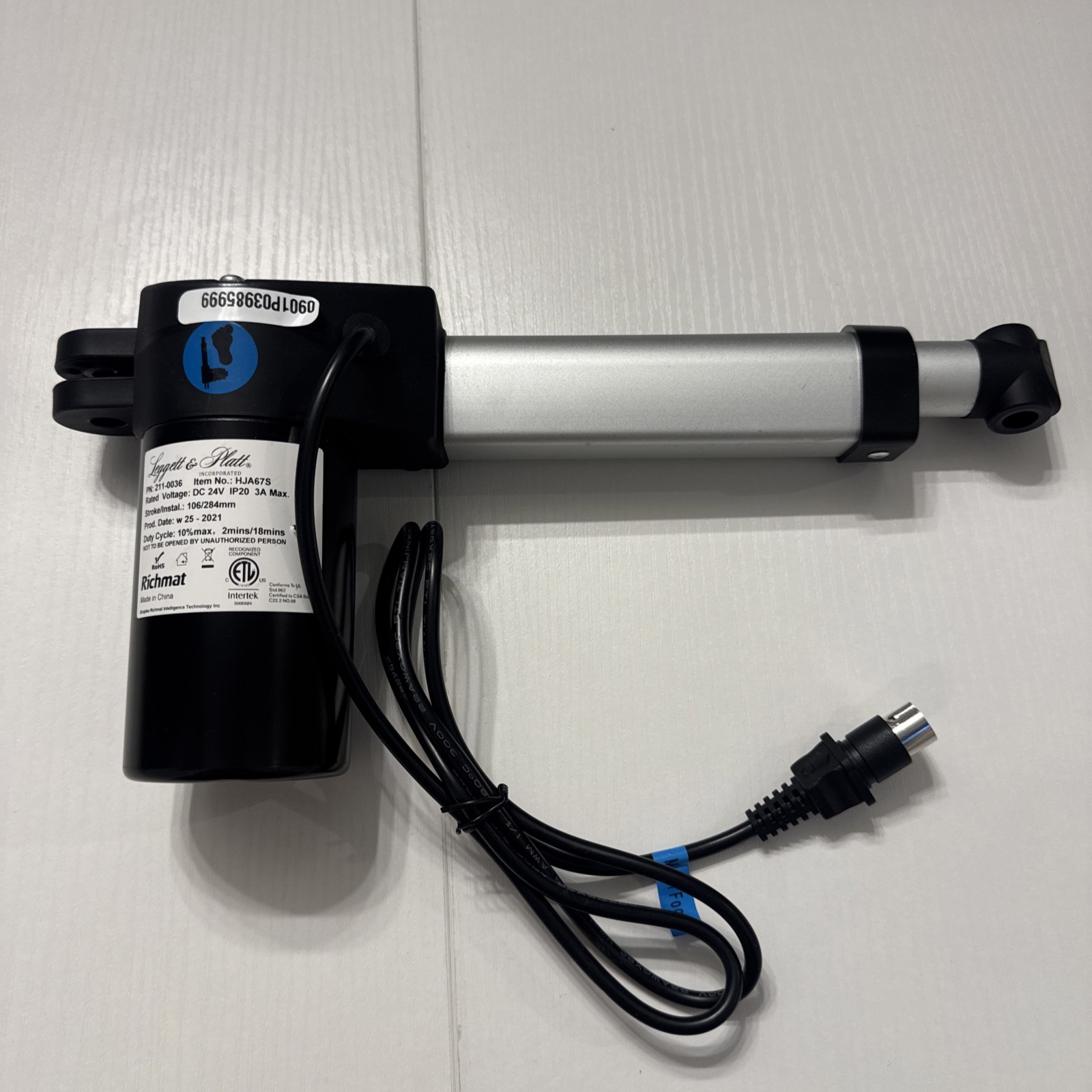 Richmat PN-211-0036 HJA67S Actuator 24V Leggett Platt 4-Pin FOOT Motor