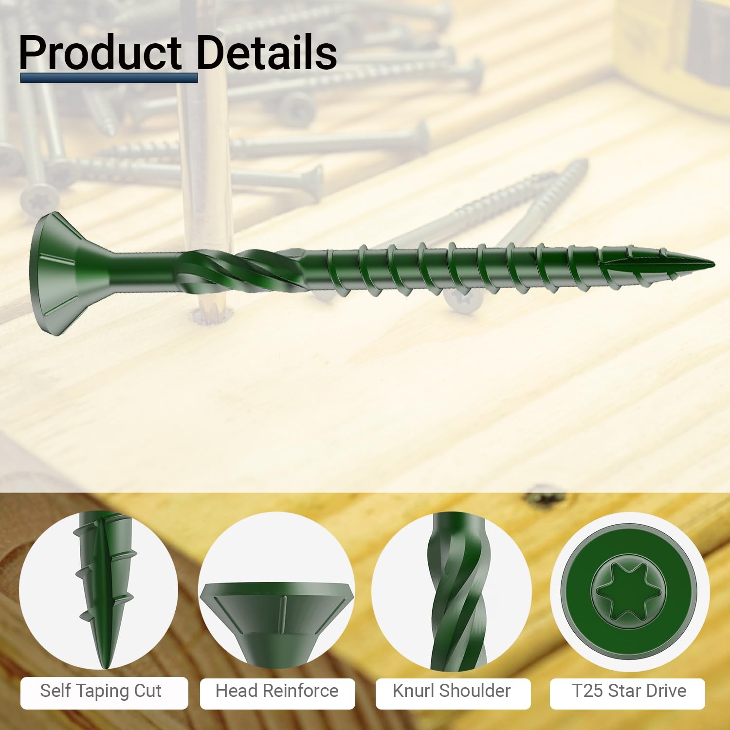 Deck Screws 3 Inch, #10 x 3, 5lb, Rust Resistant, Green Epoxy Coated, Outdoor…