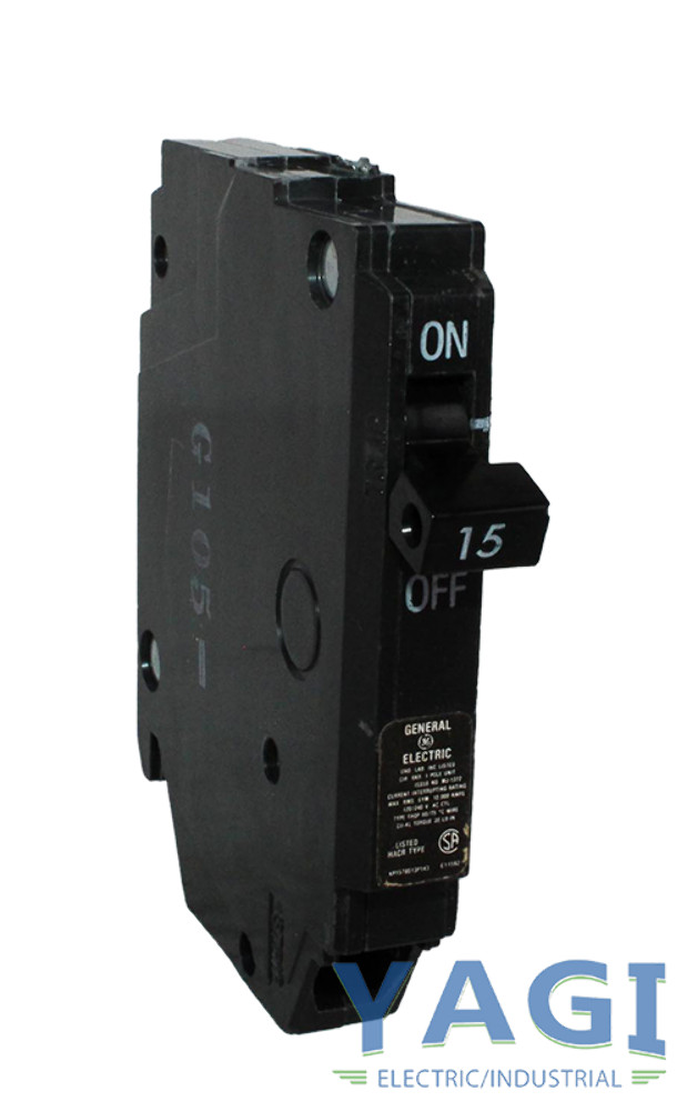 GE THQP115 Breaker 15A 1-Pole 120V 10kAIC Thin Series Plug-In Thermal Magnetic