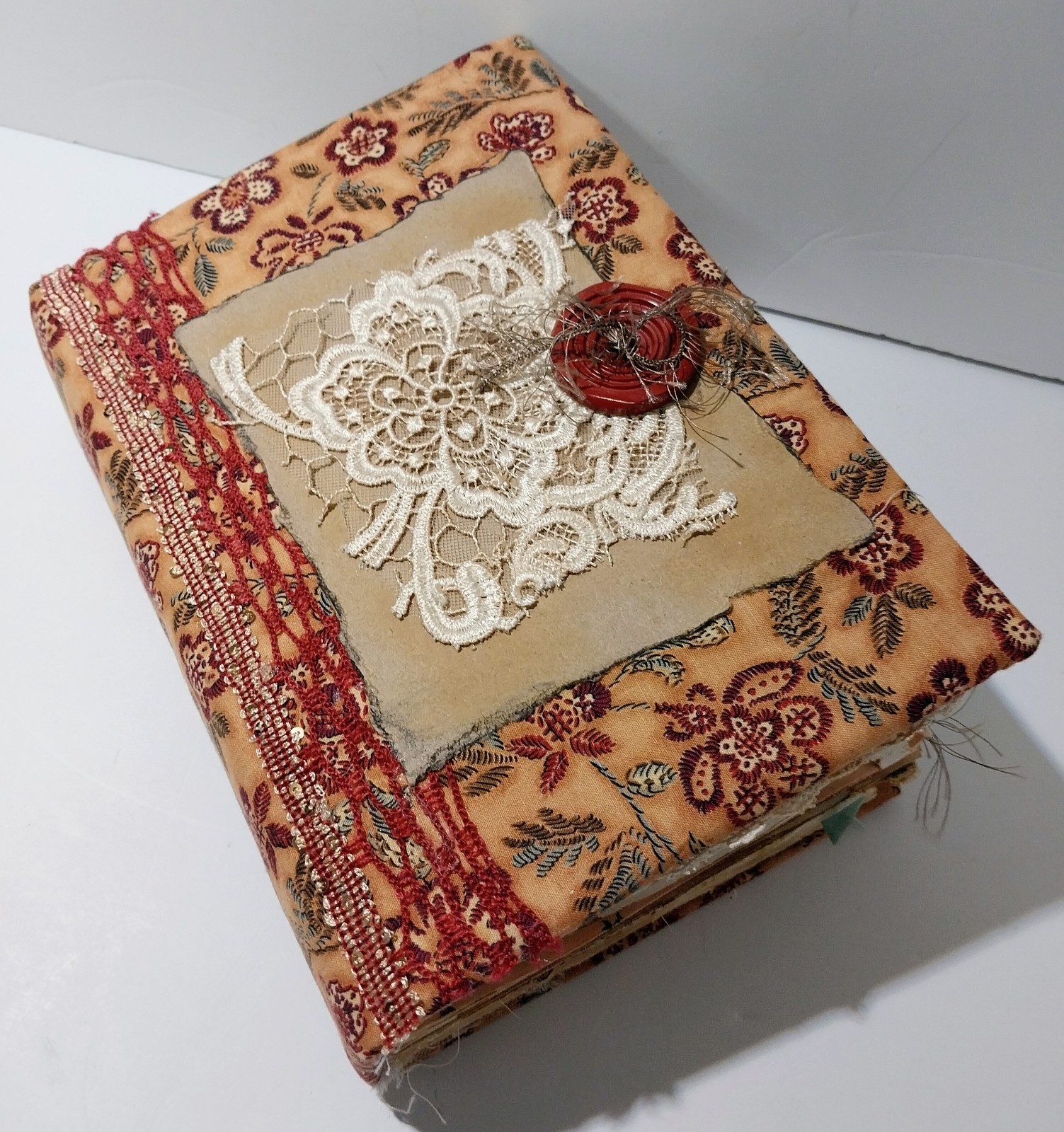 Junk Journal Boho Style Antique Vtg. Ephemera Handmade Book Lg. 9″x6.5″ 116 Pg.