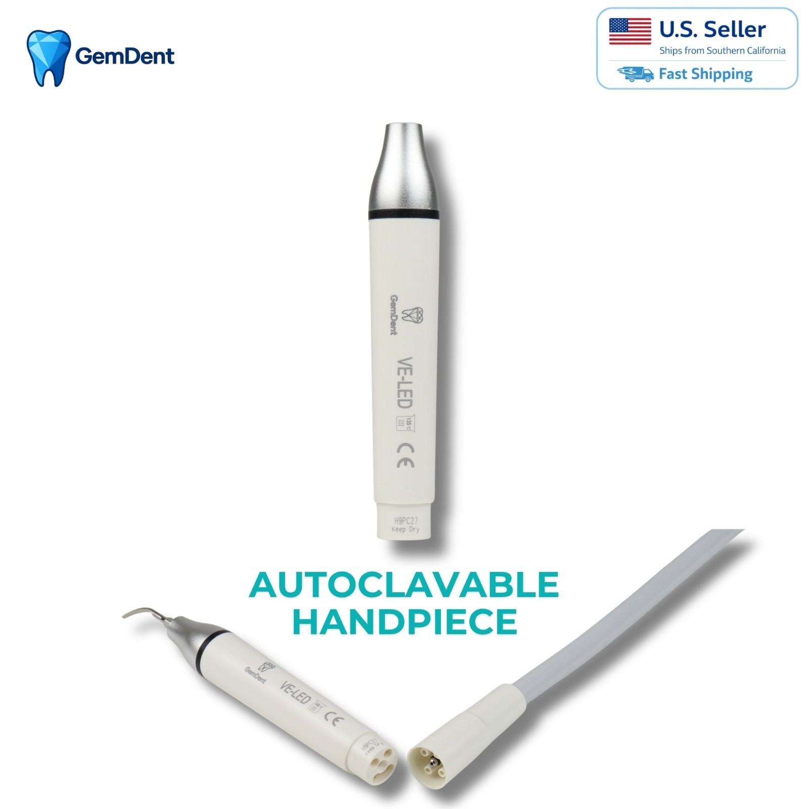 GemDent Ultrasonic Piezo Scaler EMS Compatible LED Dental Cavitron Unit
