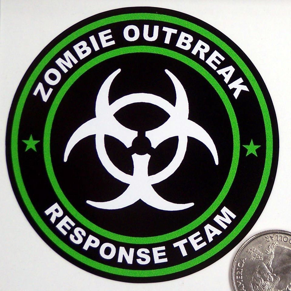 2 – Zombie Outbreak Response Team 3″ Green Tool Box Car Bumper Sticker R102