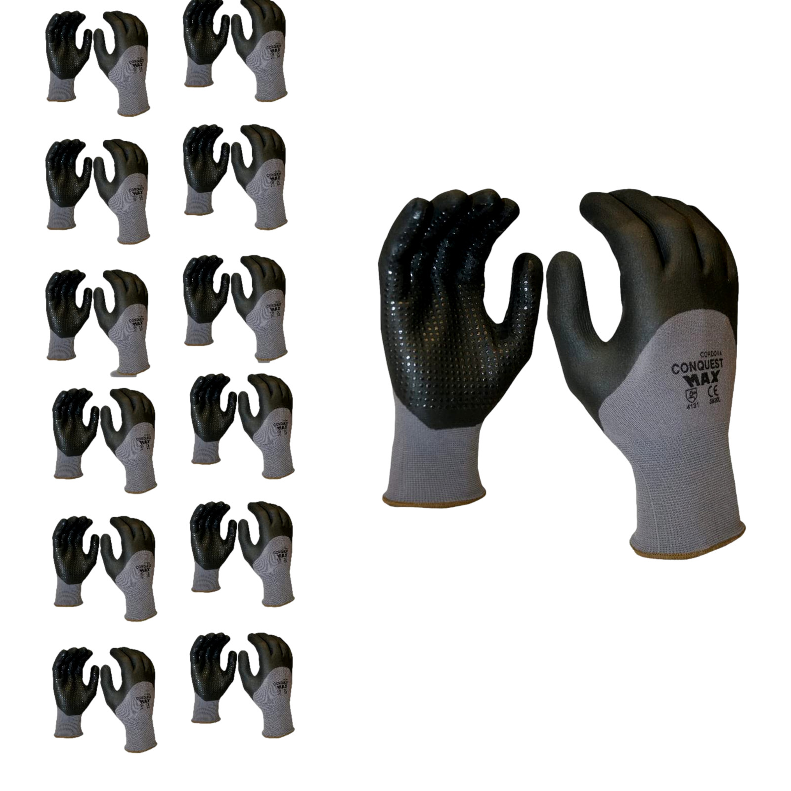 Cordova 6920M Conquest Max Gloves Medium Nylon/Nitrile Gray/Black Pack of 12