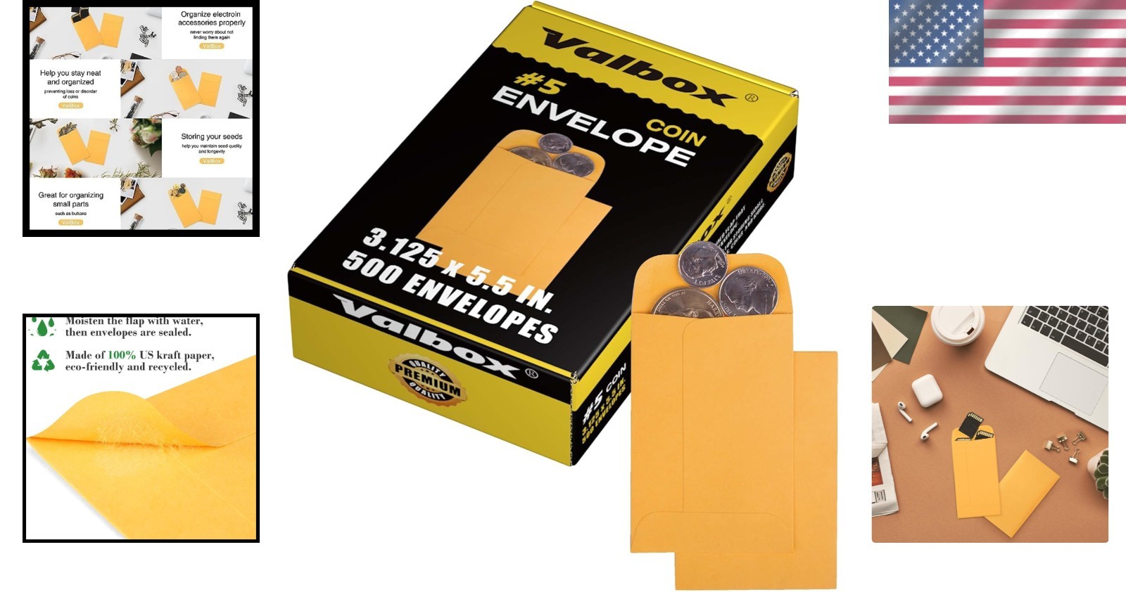Gummed Flap Brown Kraft Coin Envelopes 3.125×5.5 – 500 Count for Everyday Use