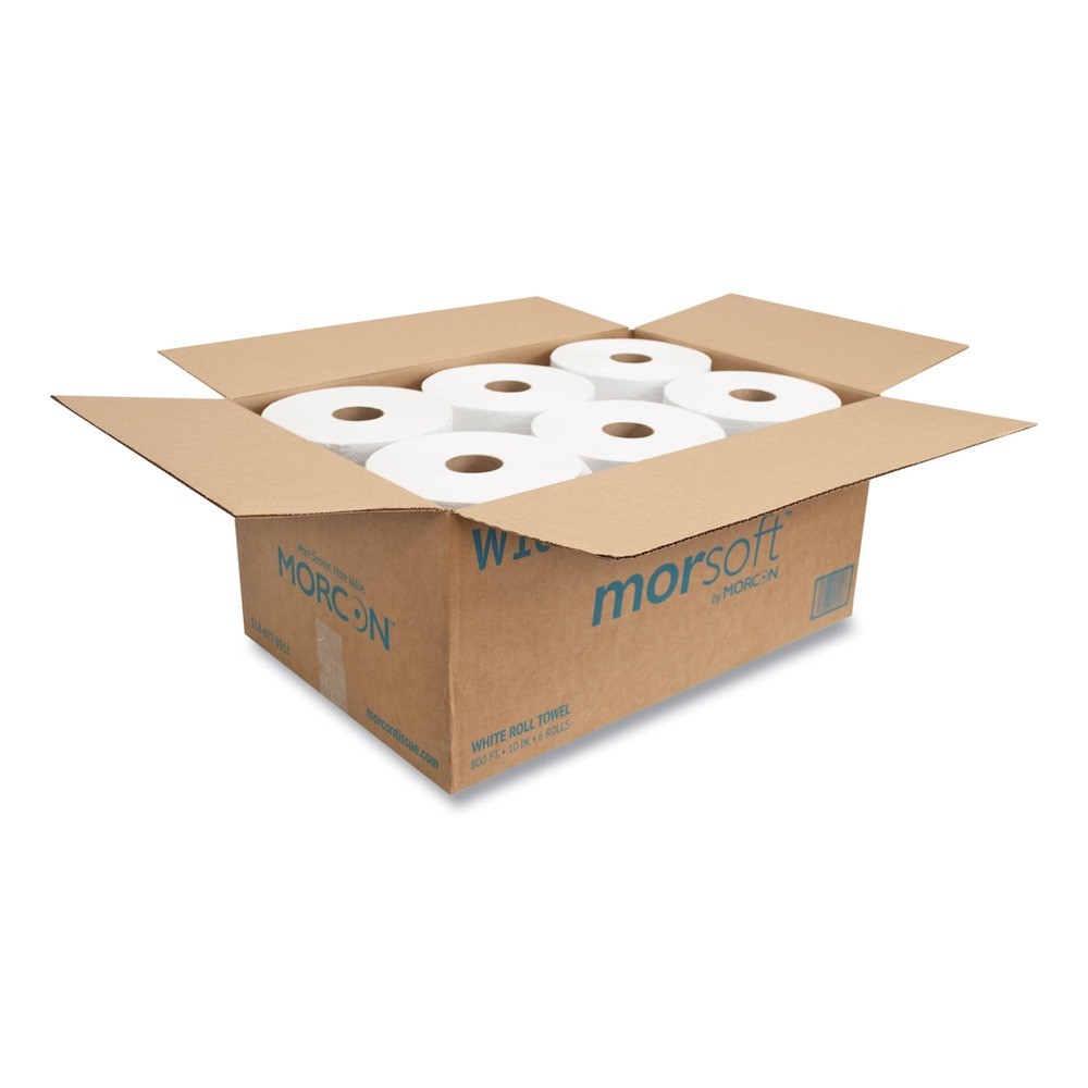 Morcon Paper W106 1-Ply 10″ x 800 ft. 10″ Roll Towels – White (6/Carton) New