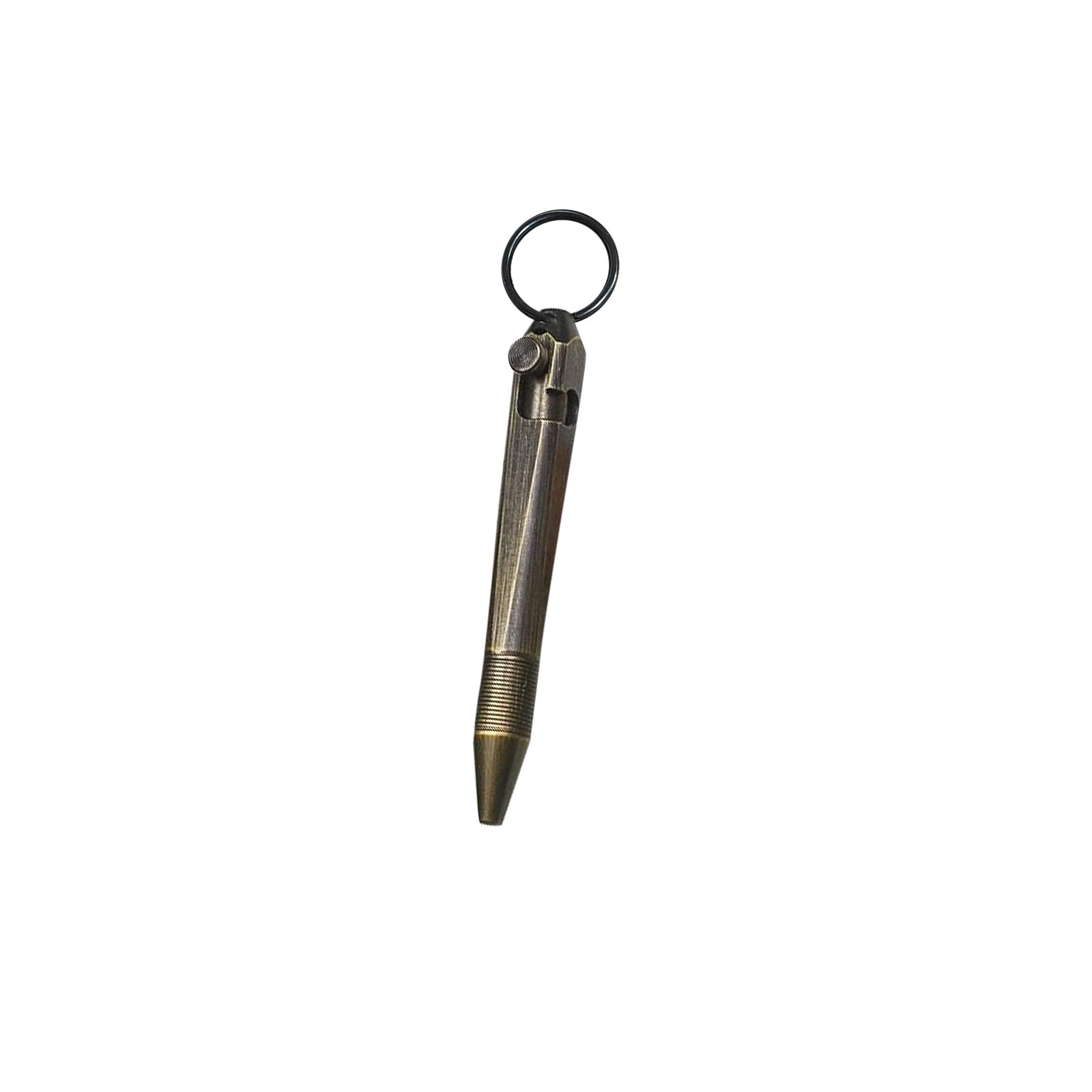 Mini Brass Bolt Action Keychain Pen – Compact 76mm Pocket EDC 76mm, Bronze