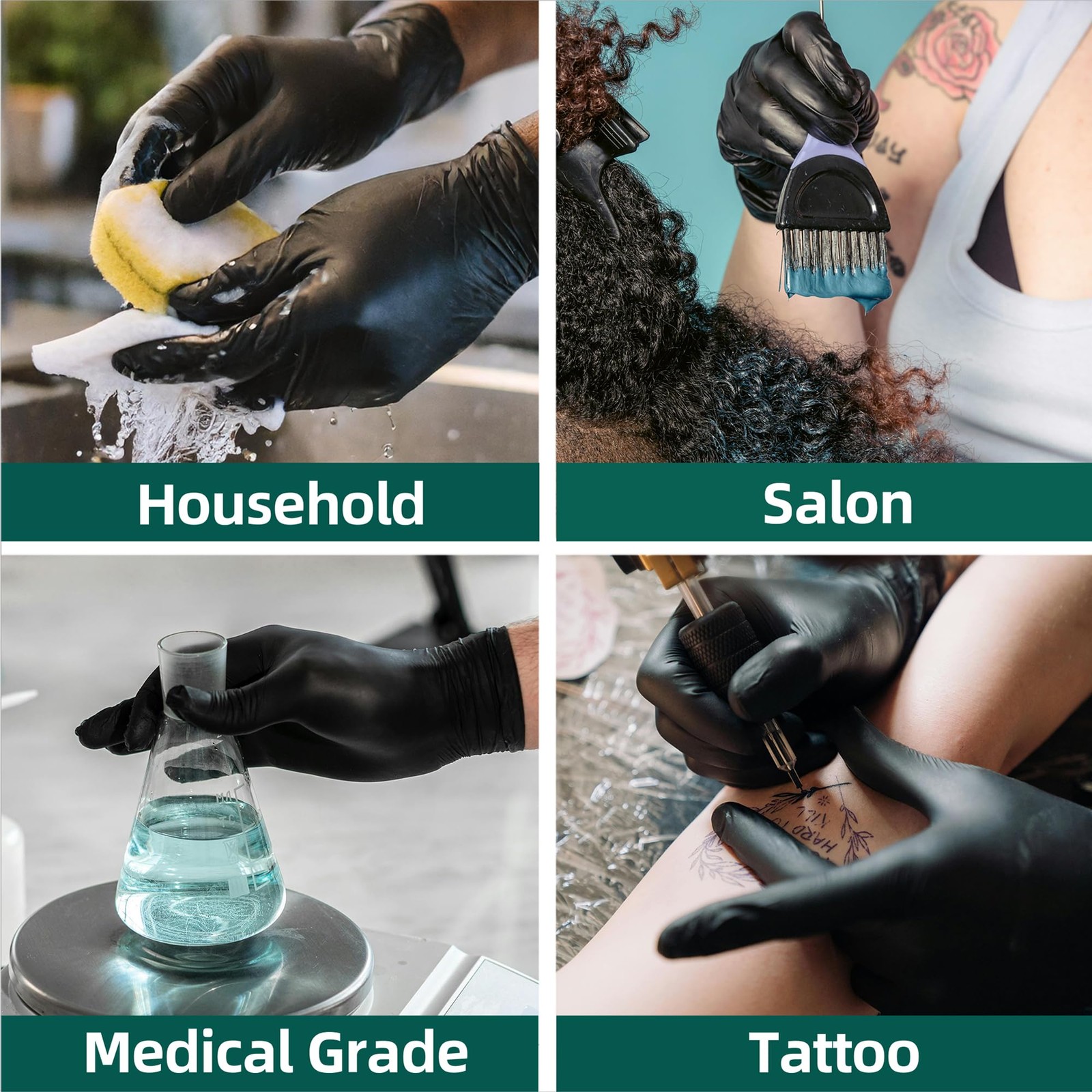 Supmedic Vinyl Disposable Exam Gloves, Black 4 Mil Small, 100 Small (Black)