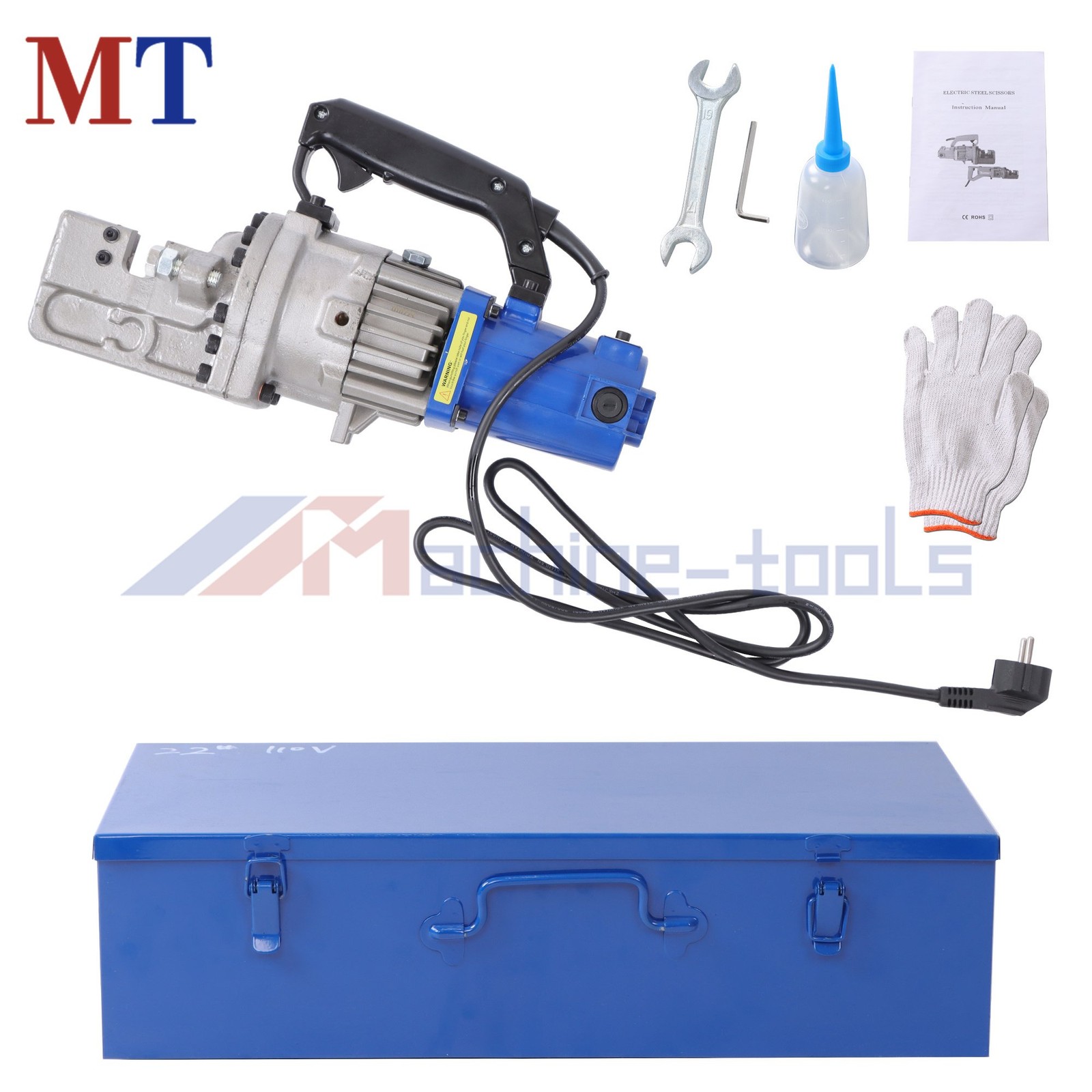 Heavy-Duty Rebar Cutter RC-20 1250W Motor 3/4» Max Cut Metal Storage Box