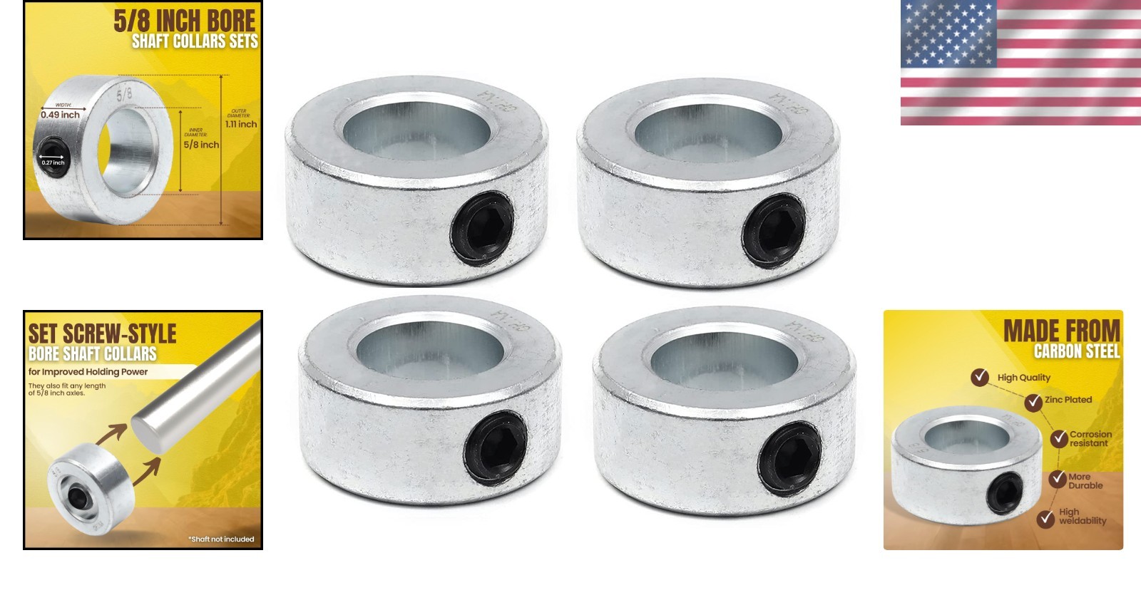 Cost-Efficient 4-Pack of 5/8” Bore Shaft Collars – Ultimate Industrial Support