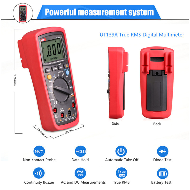 Digital Multimeter UNI-T UT139A True RMS Auto Range VFC NCV Max/Min/Rel Measure
