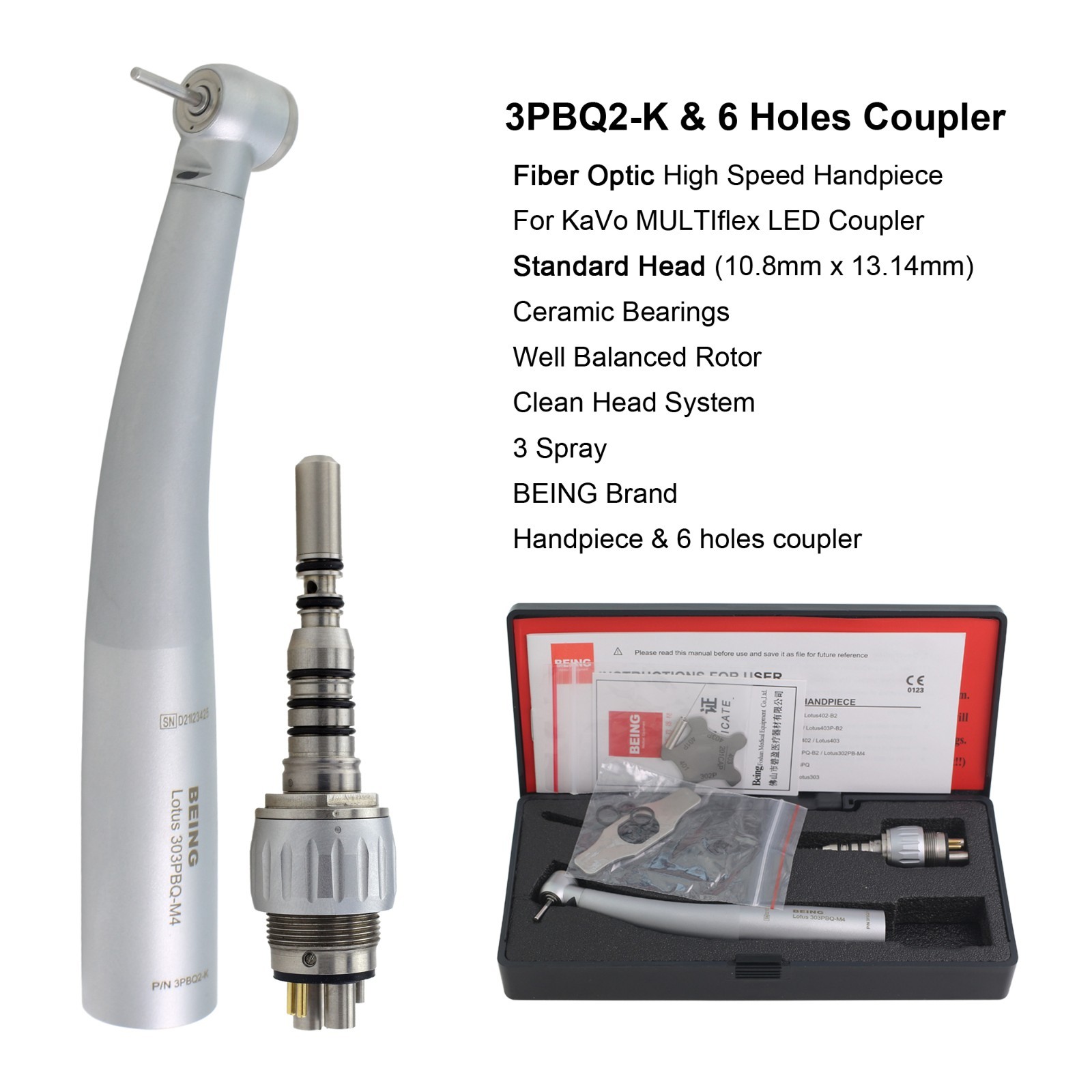 BEING Dental High Speed Handpiece Surgical 45° Fiber Optic For KaVo MULTIflex