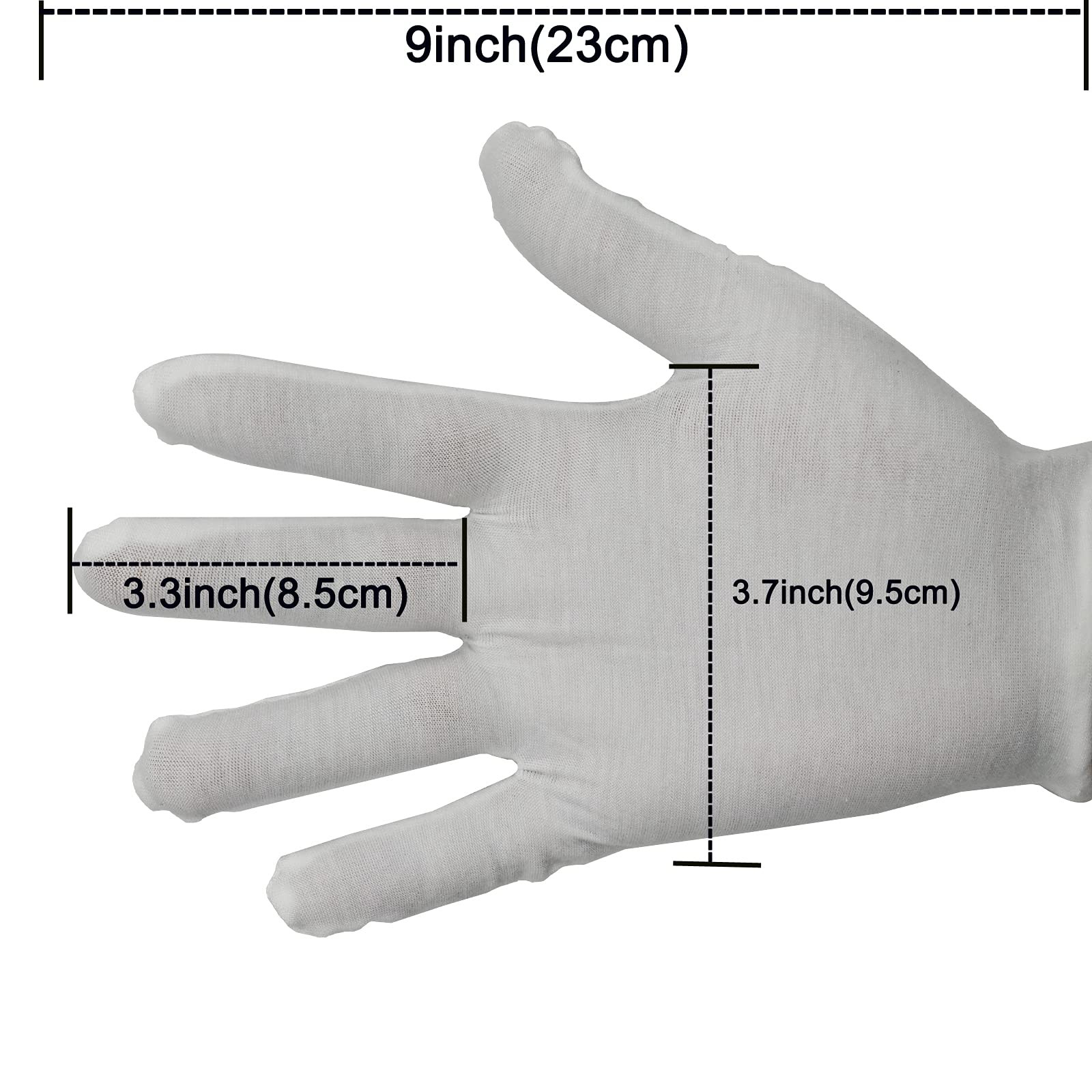 12 Pair White Cotton Gloves 9 inch Extra Large Size for Cosmetic Moisturizing…