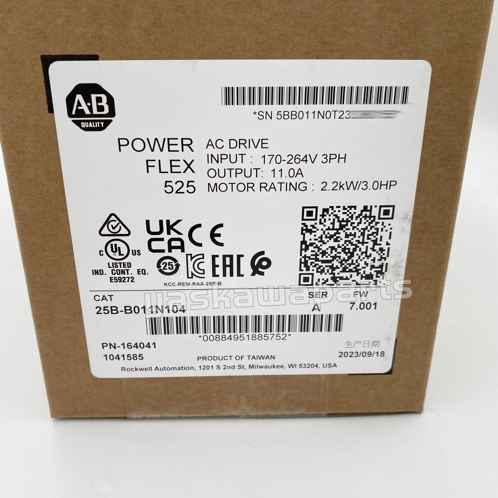 Allen-Bradley 25B-B011N104 AB 25BB011N104 SerA PowerFlex 525 AC Drive 3HP TX New