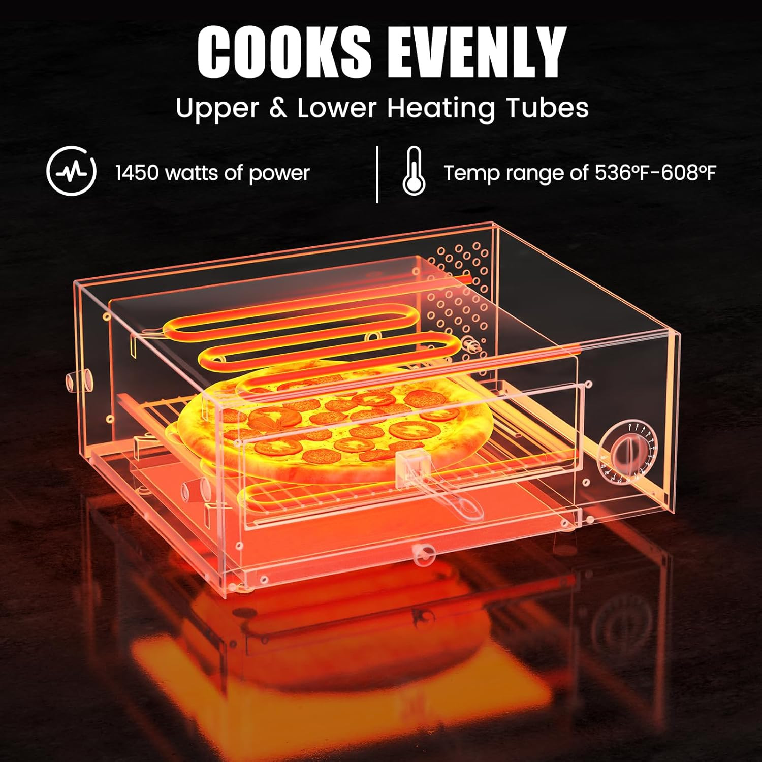 Electric Pizza Oven,Indoor Pizza Oven with Handle & Removable Tray and 30Mins Ti