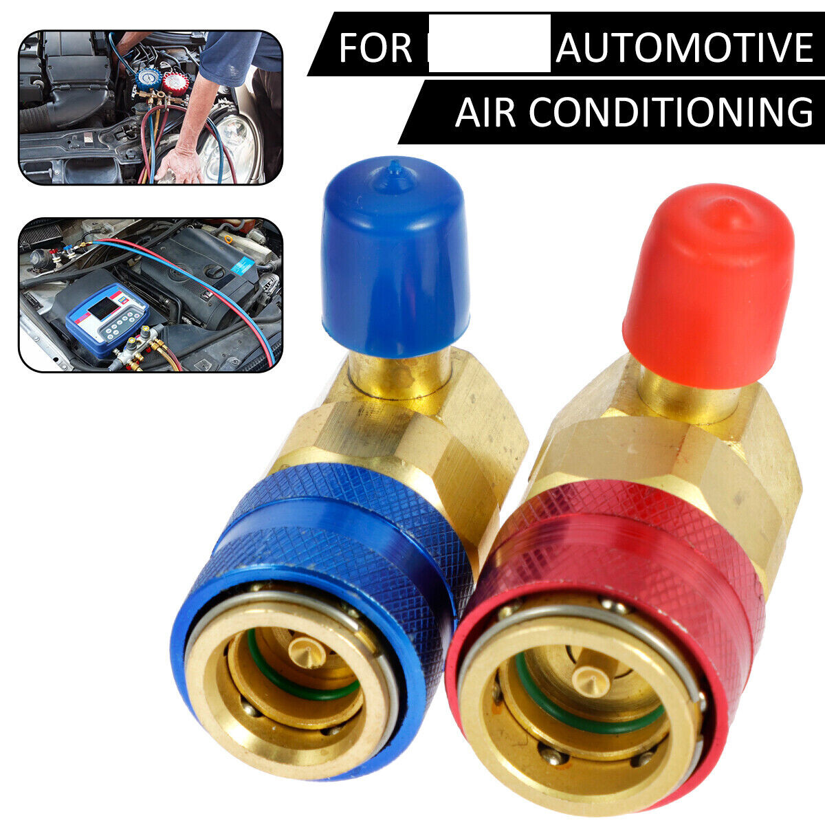2 Car Air Conditioner Quick Connector AC Manifold Gauge High/Low Coupler Adapter
