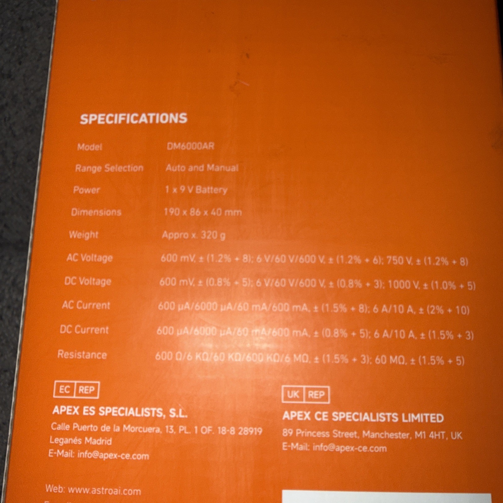 AstroAI DM6000AR True RMS Digital Multimeter 6000 Count CAT III 600V New